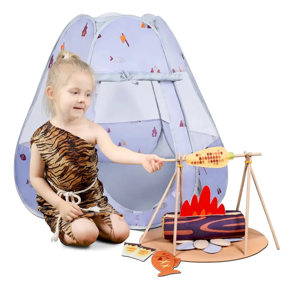 TUMAMA Camping Spielzelt Set Kinder mit Lagerfeuer robust