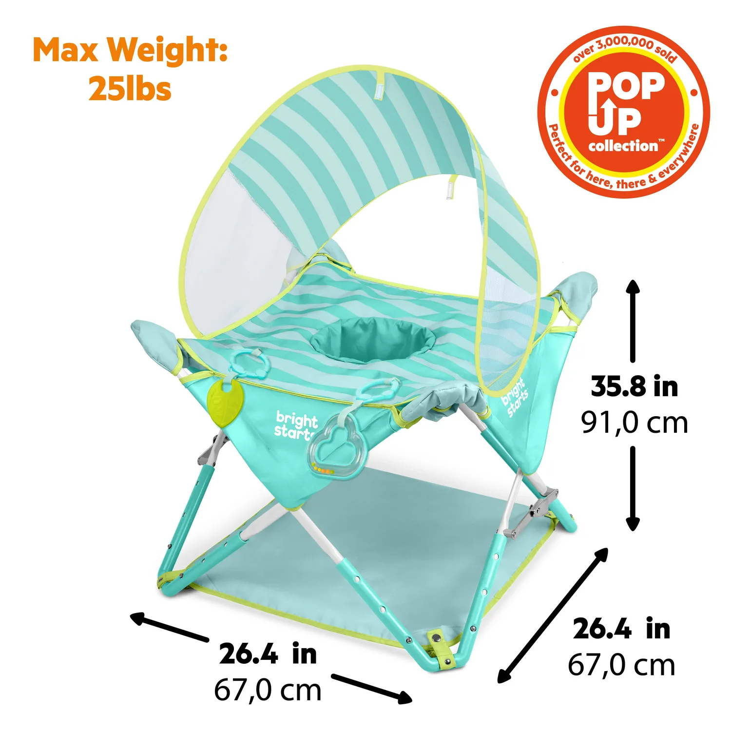 Bright Starts Pop N Jump Jumper Sky Stripes blau