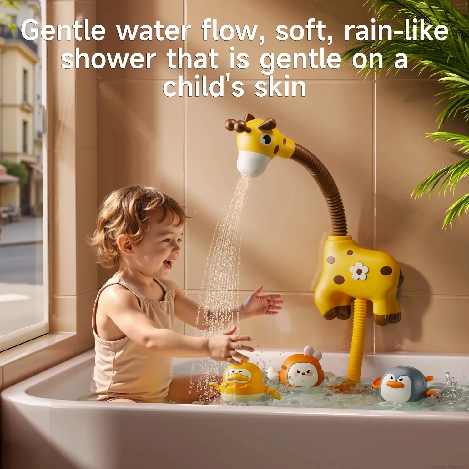 TUMAMA Giraffe Bade-Spielzeug Set mit Dusche
