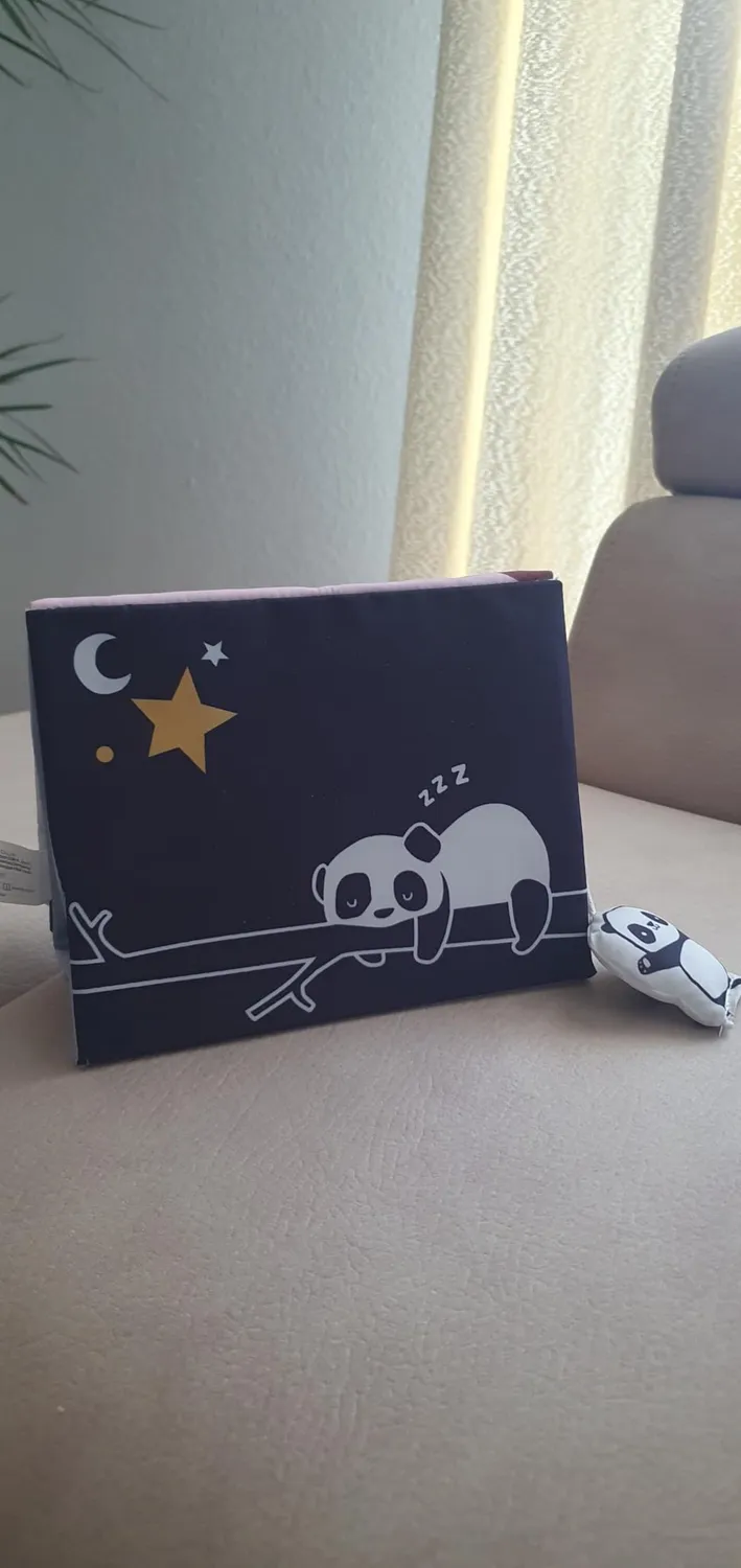 Beiens Stoffbuch mit Spiegel Panda schwarz-weiß