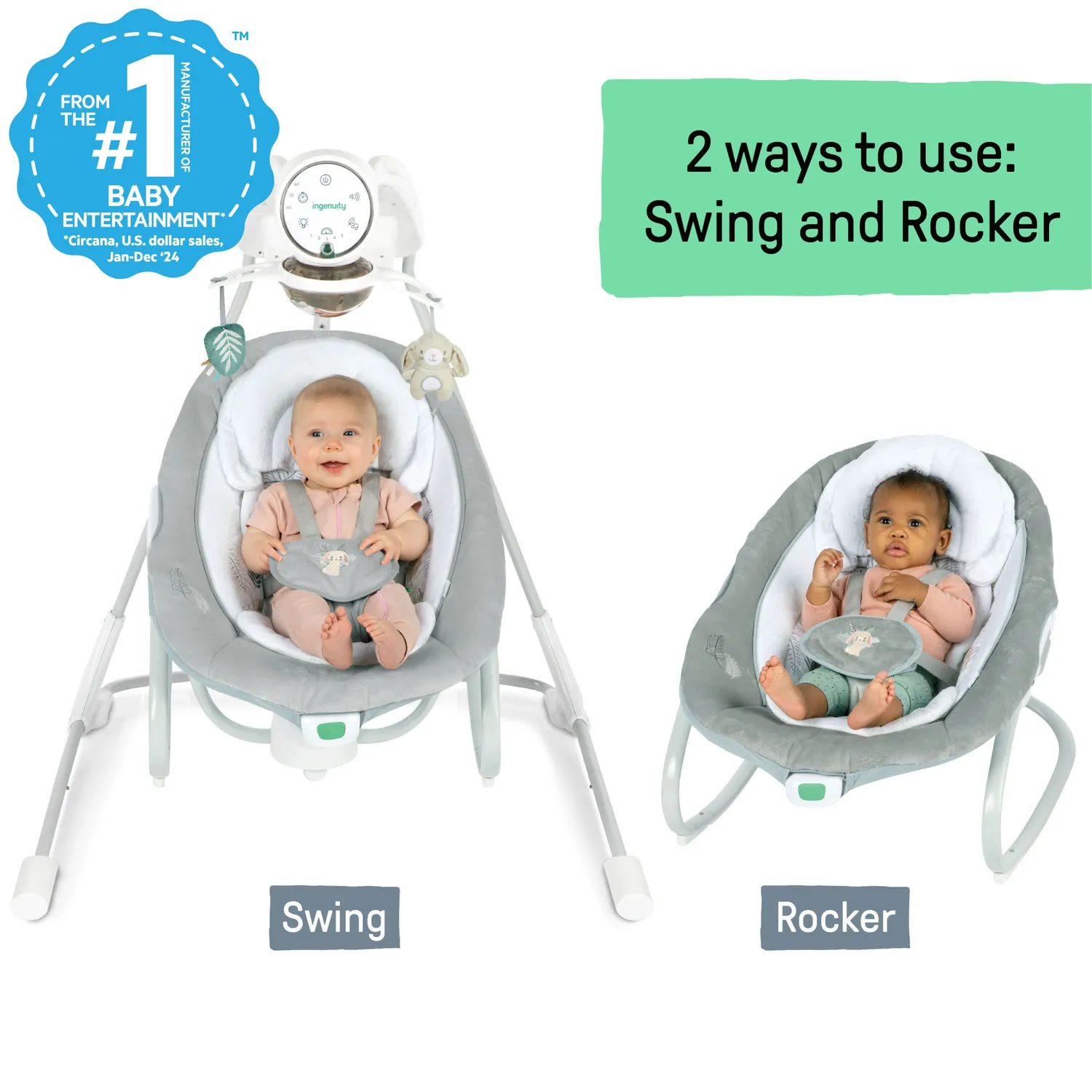 Ingenuity InLighten Soothing Swing Babyschaukel Remy 2-in-1
