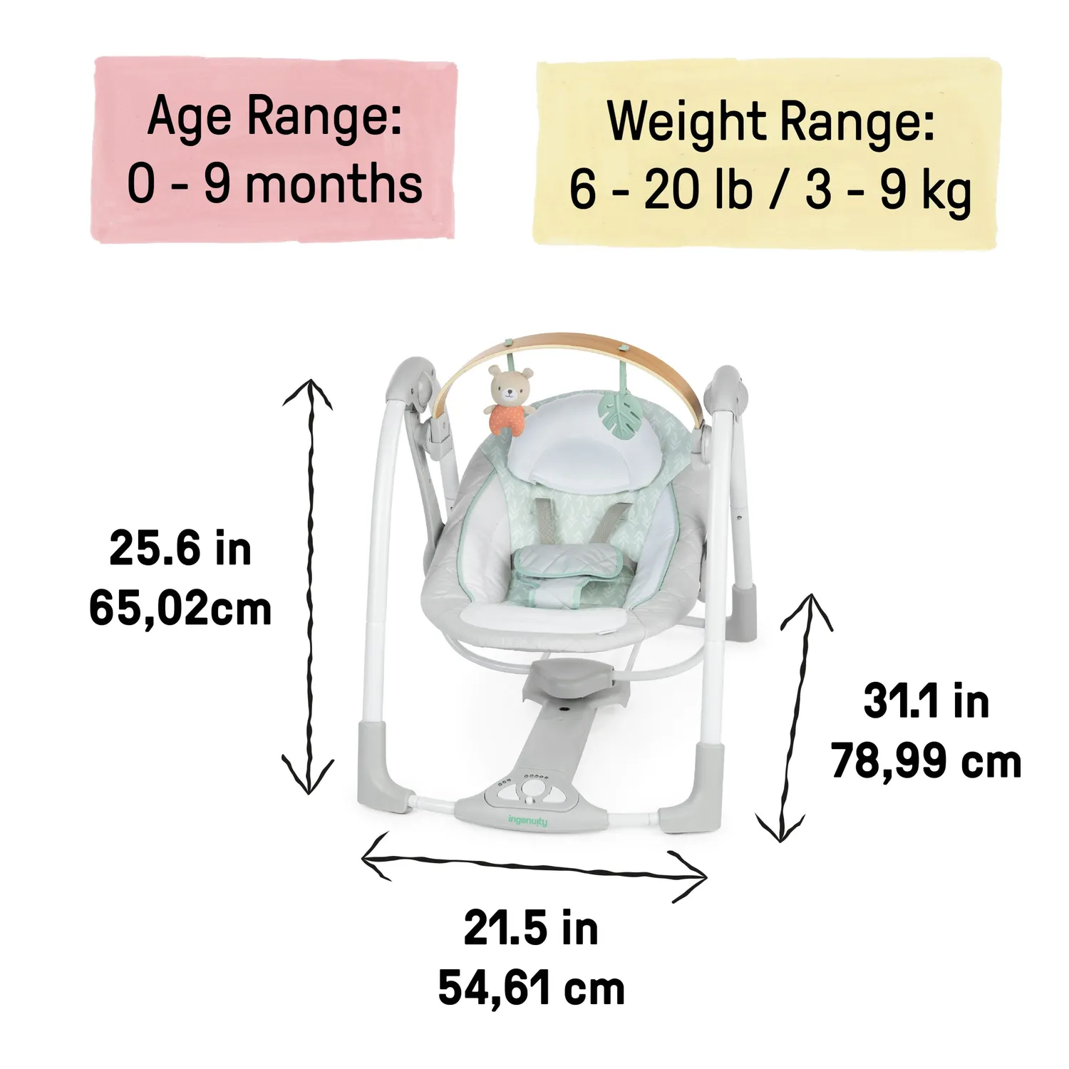 Ingenuity Cozy Spot Swing Babyschaukel mit USB
