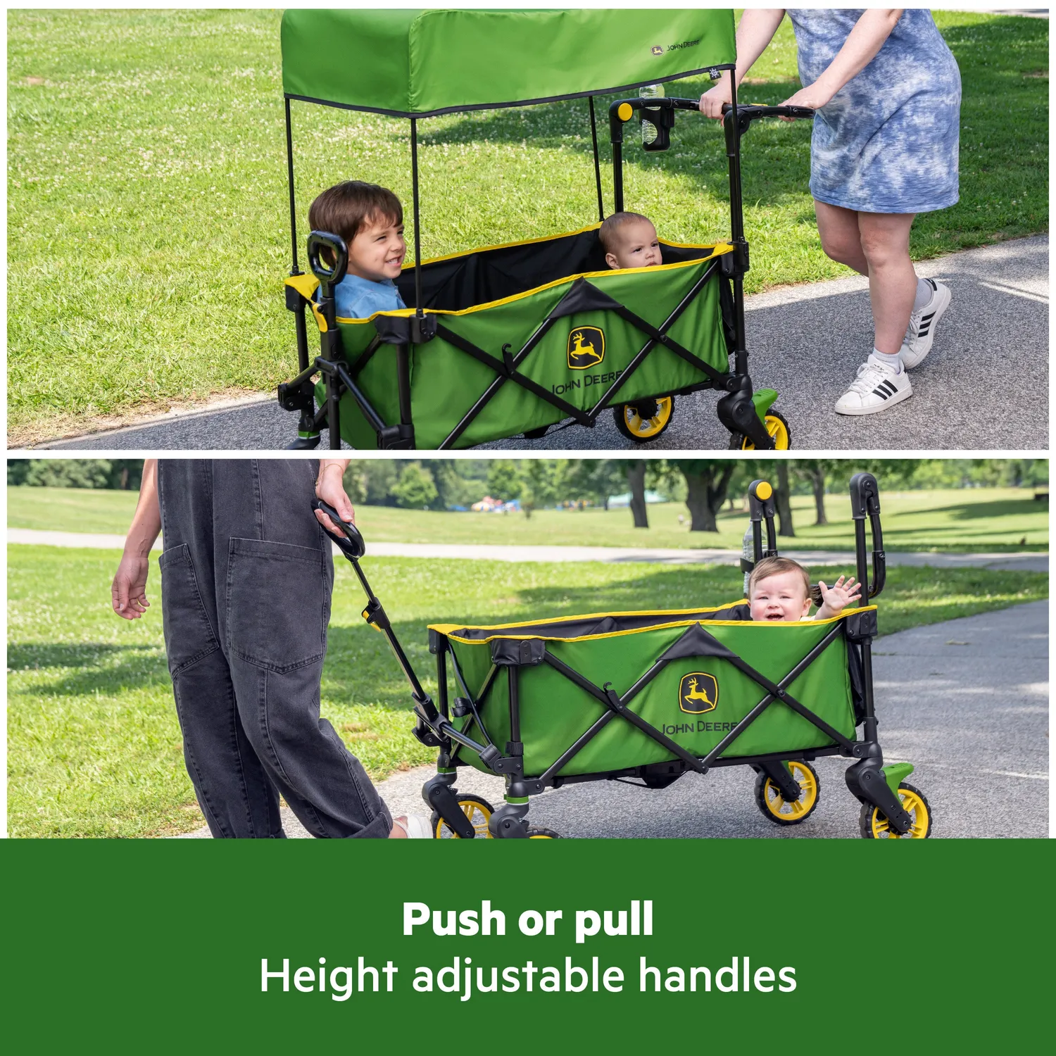 Bright Starts John Deere Pop N Ride Bollerwagen Zweisitzer
