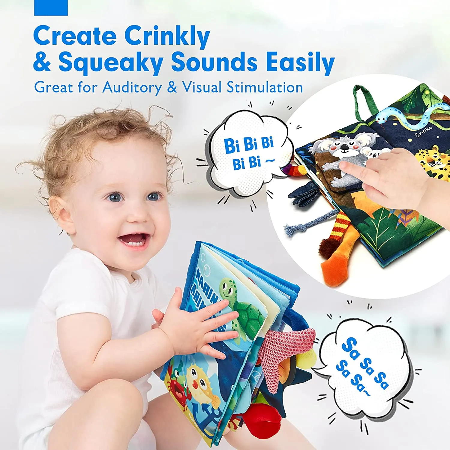 hahaland Jungly Tails & Marine Life Stoffbuch 2er-Set mit Knister