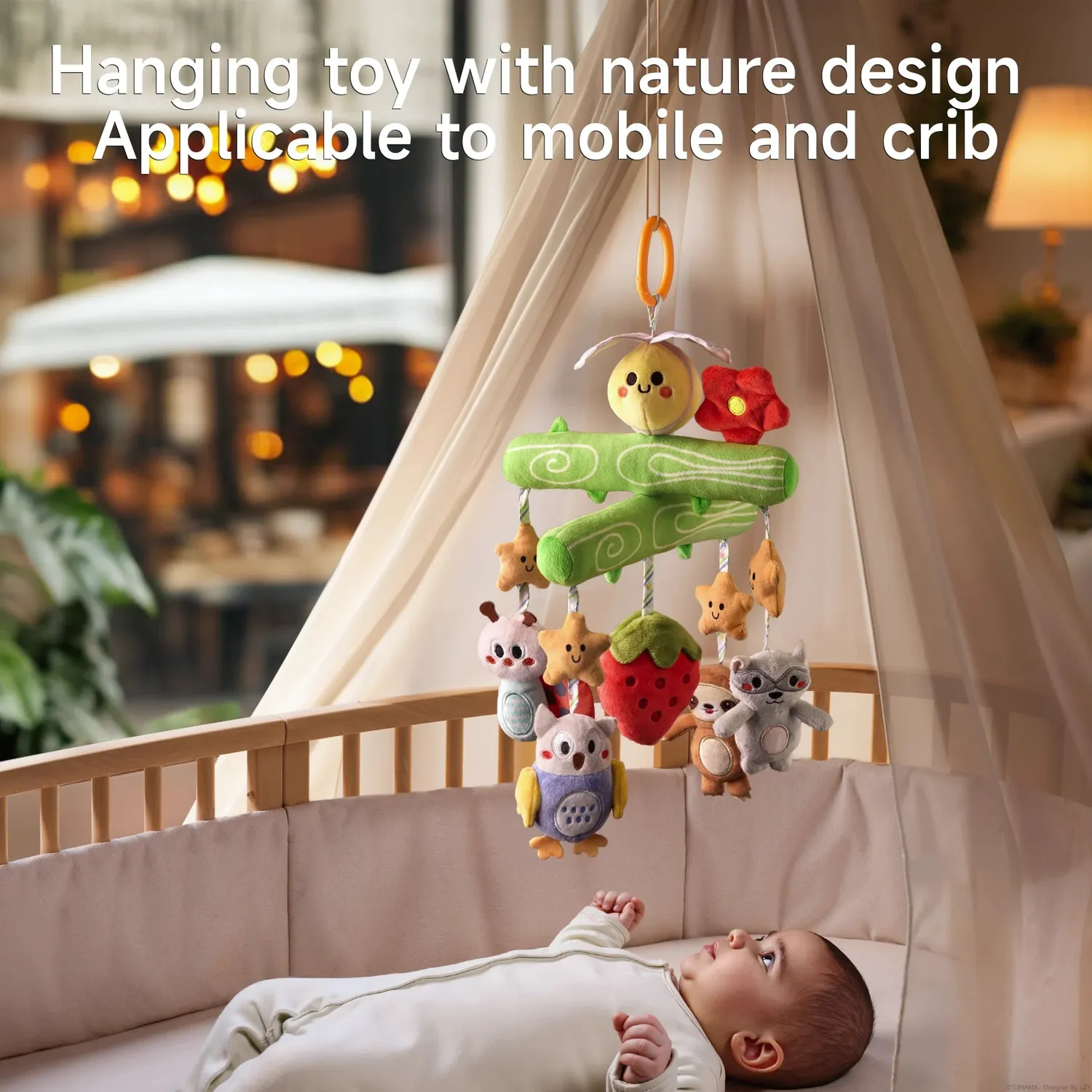 TUMAMA Woodland Mobile Babybett TM510 Waldtiere Rassel