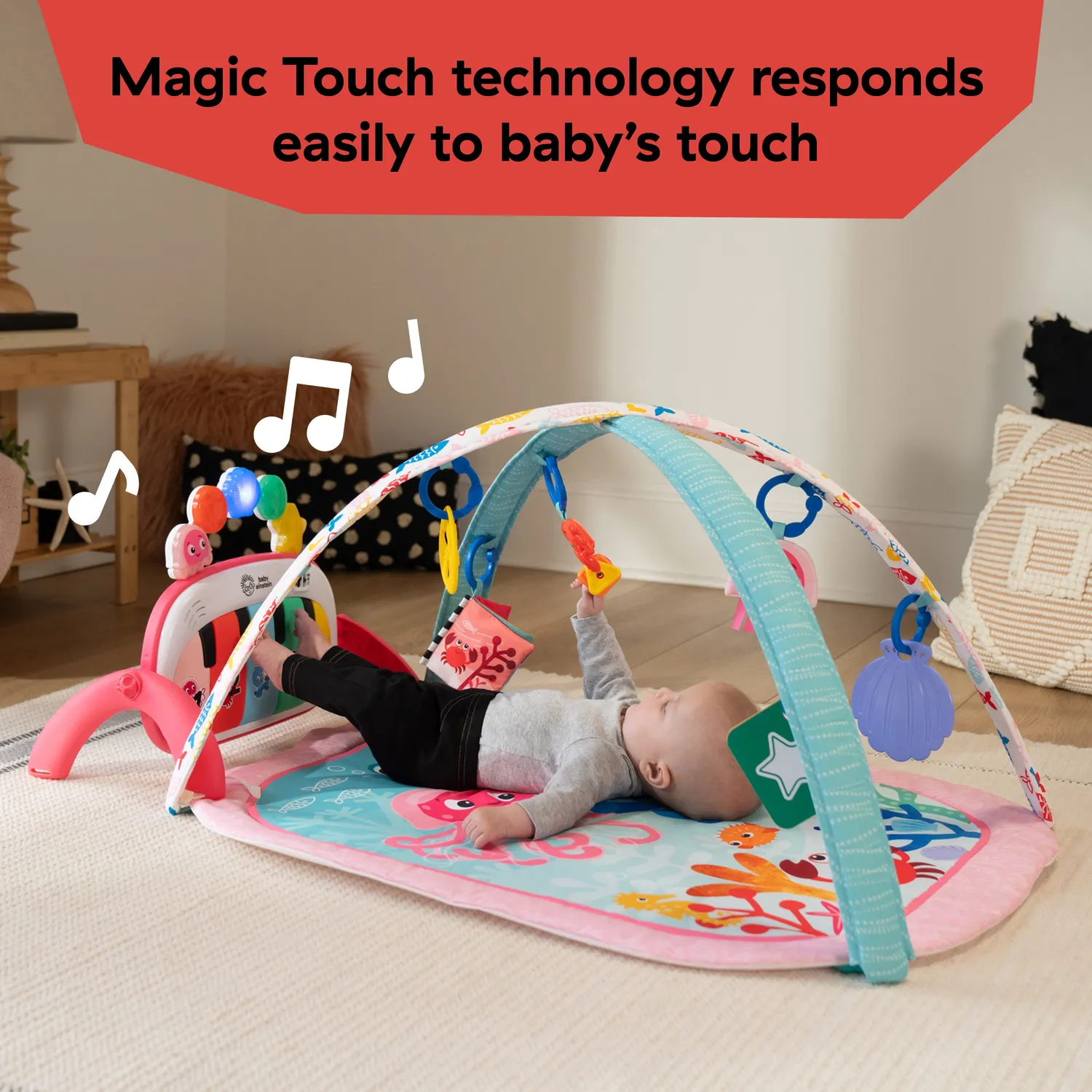 Baby Einstein Jellyfish Jamboree Spieldecke Piano 4-in-1 Musik rosa
