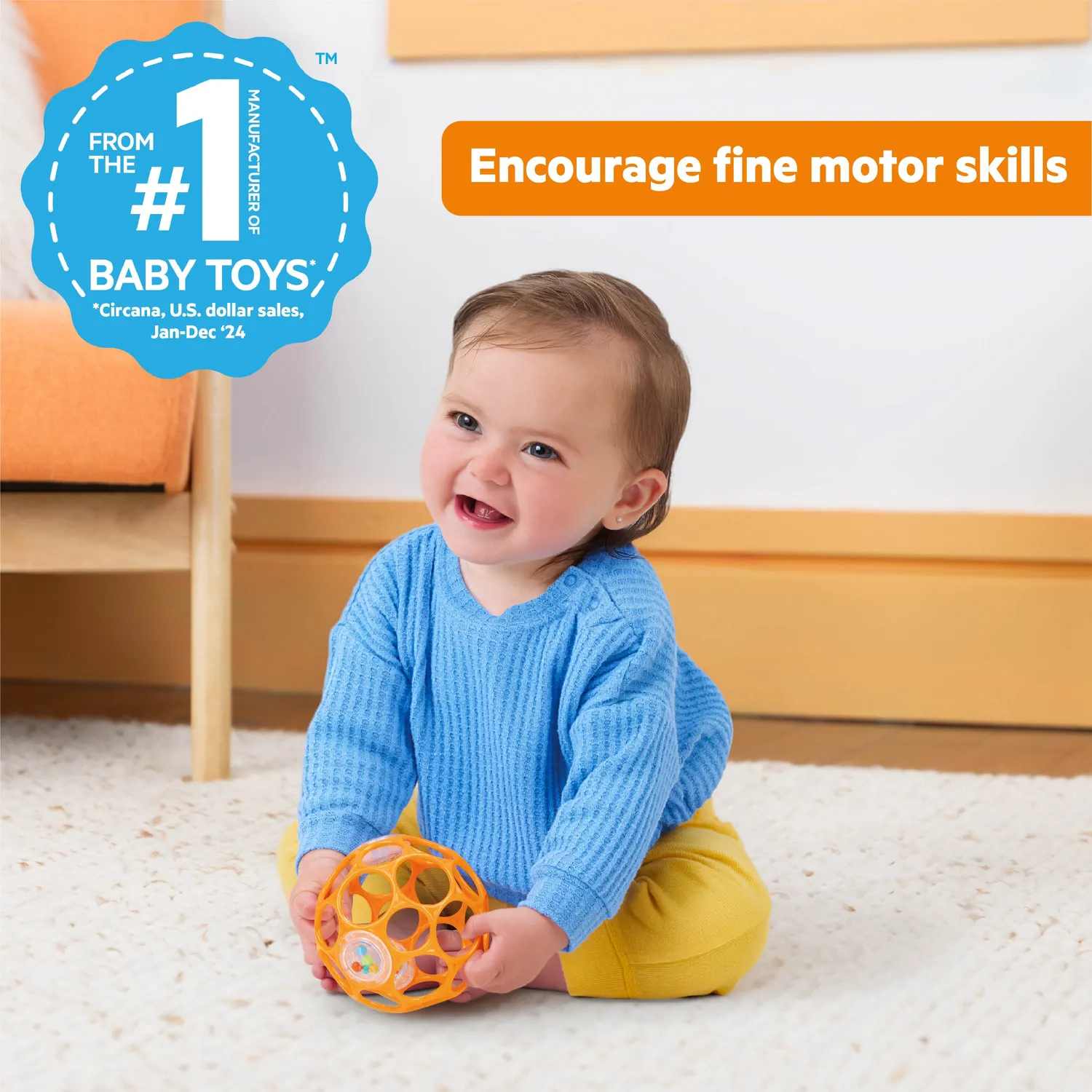 Bright Starts Oball Rattle Greif-Rassel Orange
