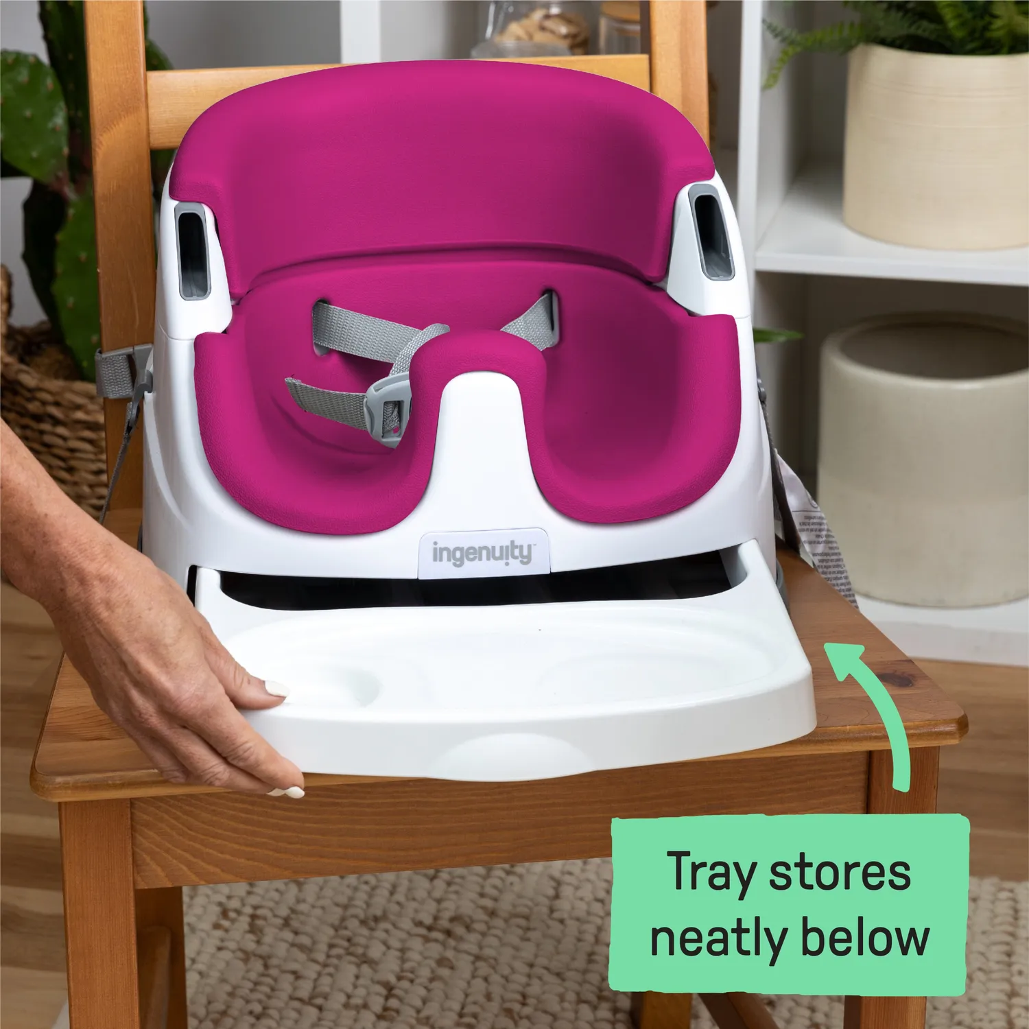 Ingenuity Baby Base 2-in-1 Boostersitz Pink Flambe mit Tablett