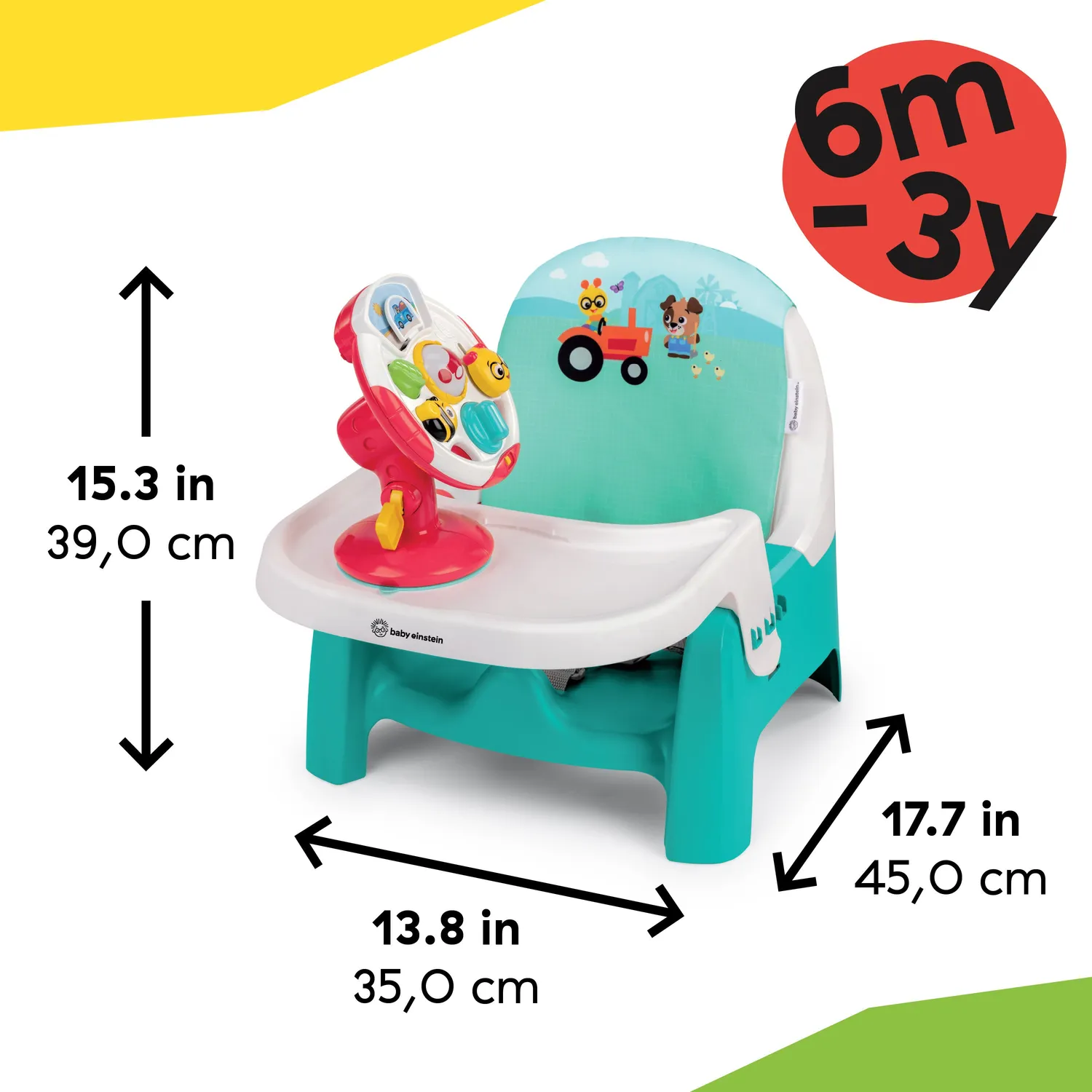 Baby Einstein Farm Explorers Fütterungssitz mit Lenkrad