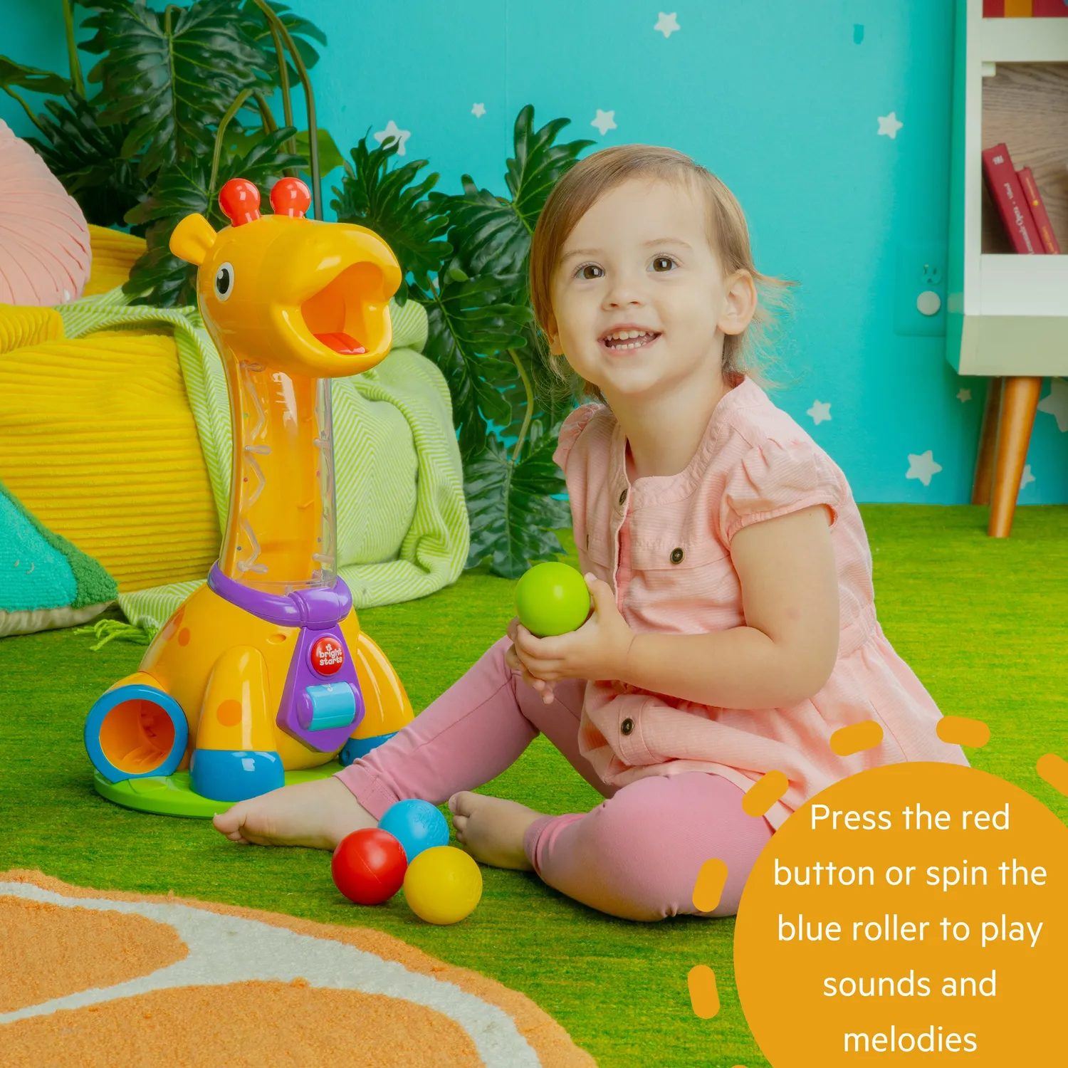 Bright Starts Spin Giggle Giraffe Ballspielzeug ab 12 Monate
