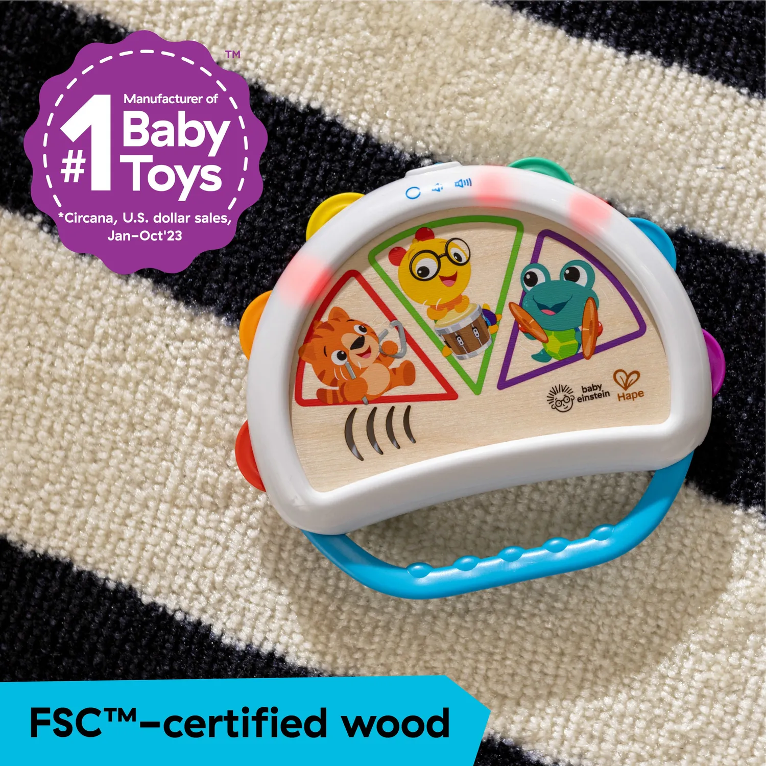 Baby Einstein Hape Tap & Shake Magic Touch Tamburin Holz ab 6 Monaten