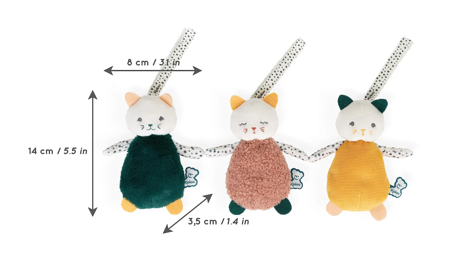Kaloo Stimuli K971600 Plüschkatzen 3er-Set 14 cm