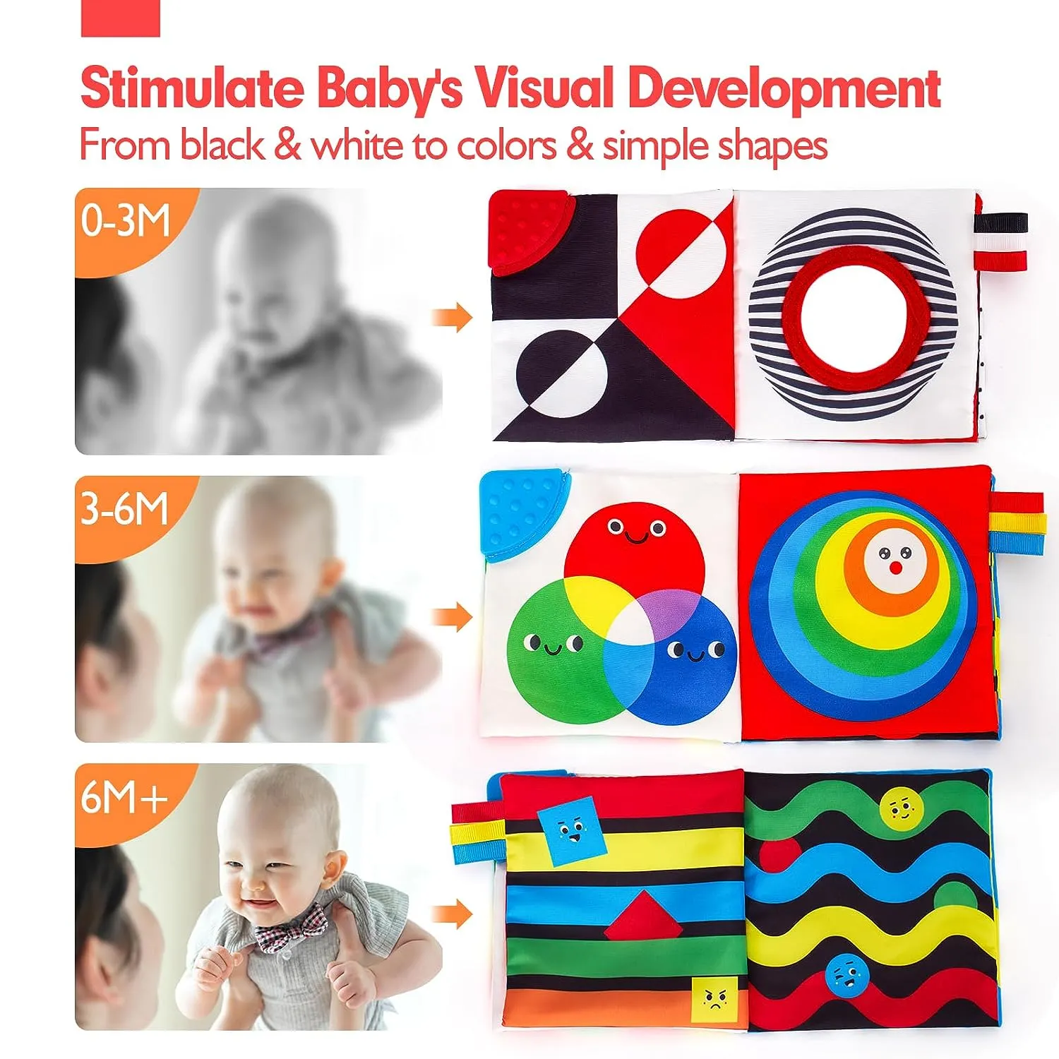 hahaland Kontrast Stoffbuch Baby 2er-Set Schwarz-Weiß