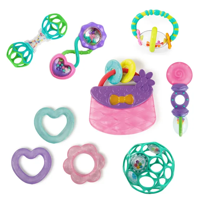 Bright Starts Everything Nice Geschenkset 9-tlg rosa Kühl-Beissring