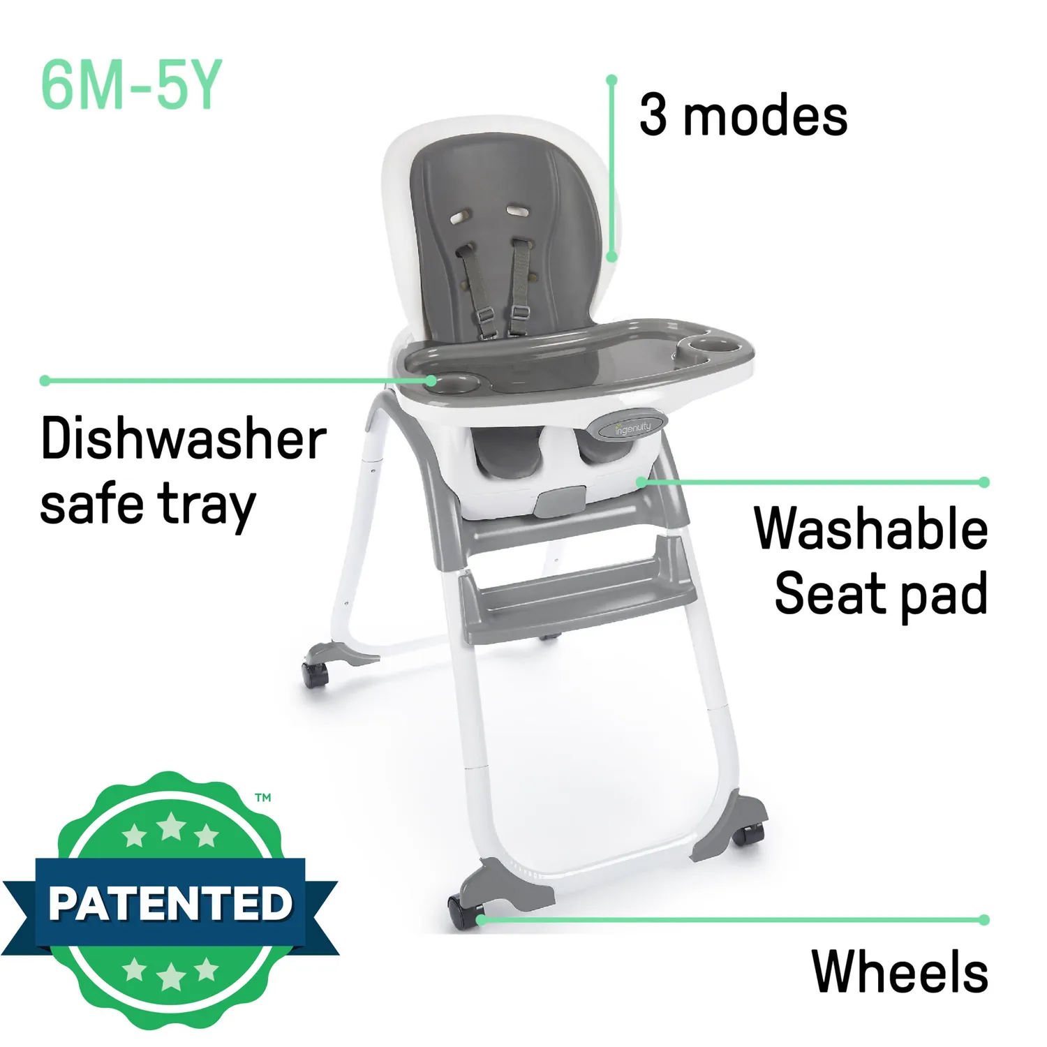 Ingenuity SmartClean Trio Elite Hochstuhl 3-in-1 slate
