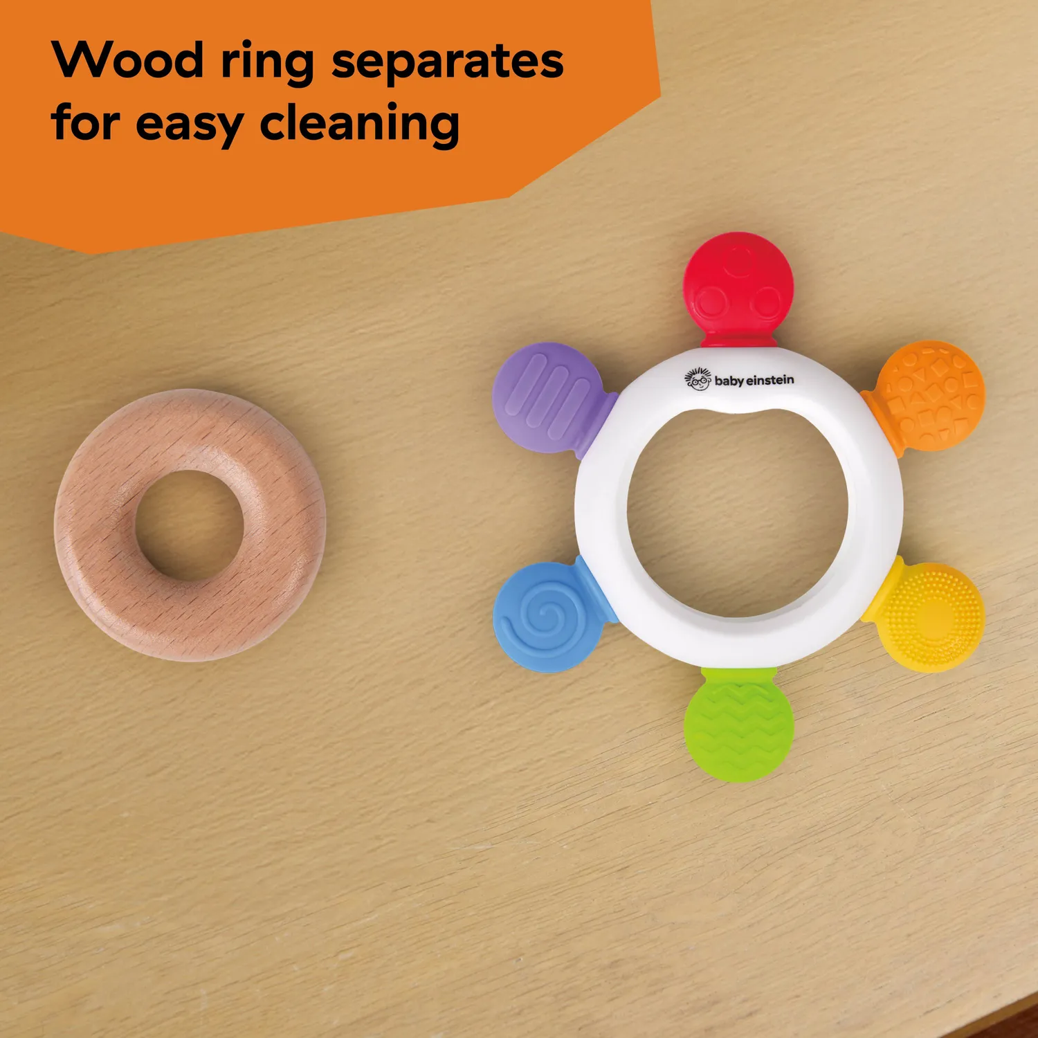 Baby Einstein Soothe Explore Beißring Holz Silikon ab 3 M