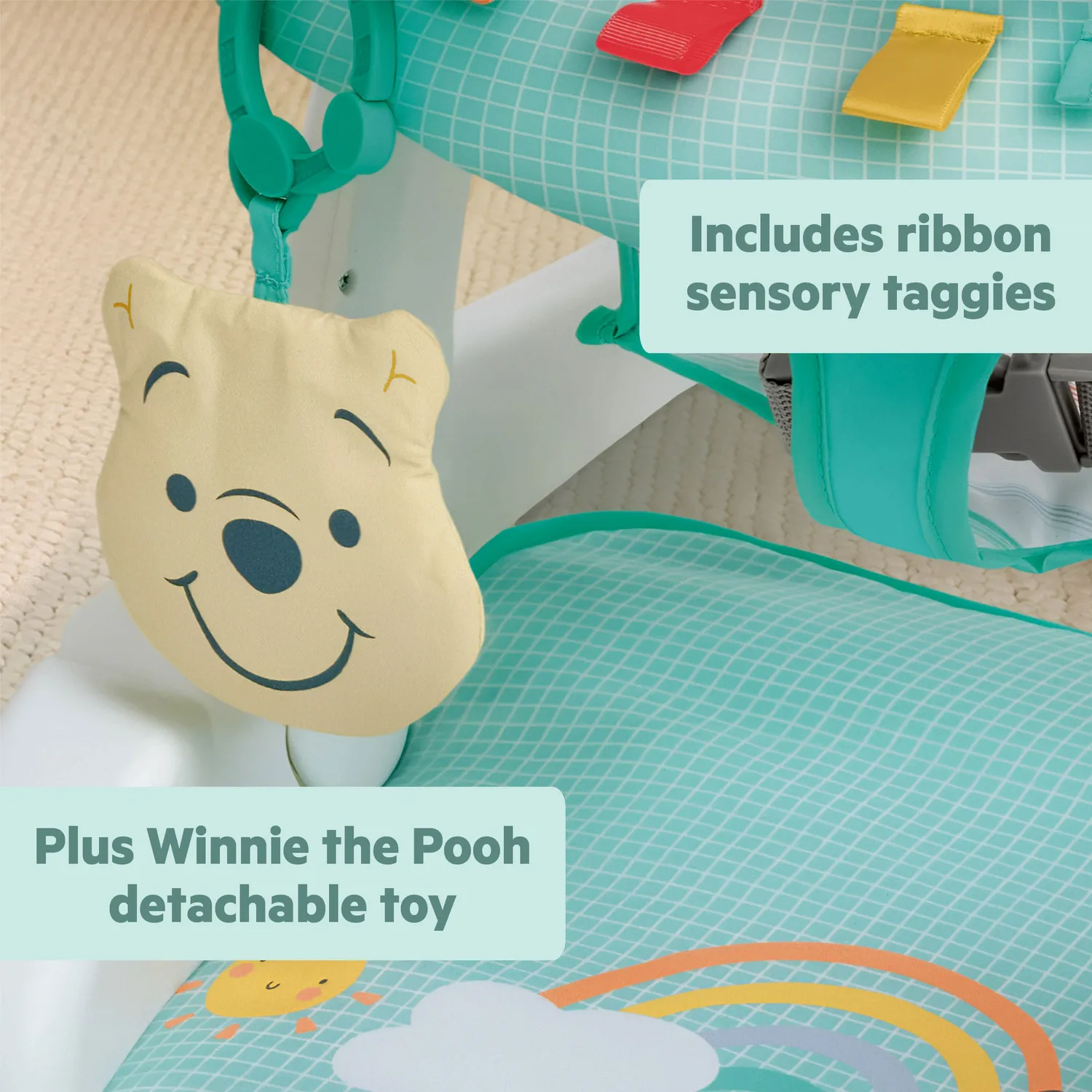 Bright Starts Winnie the Pooh Learn-to-Sit Bodensitz Teal 2-Positionen