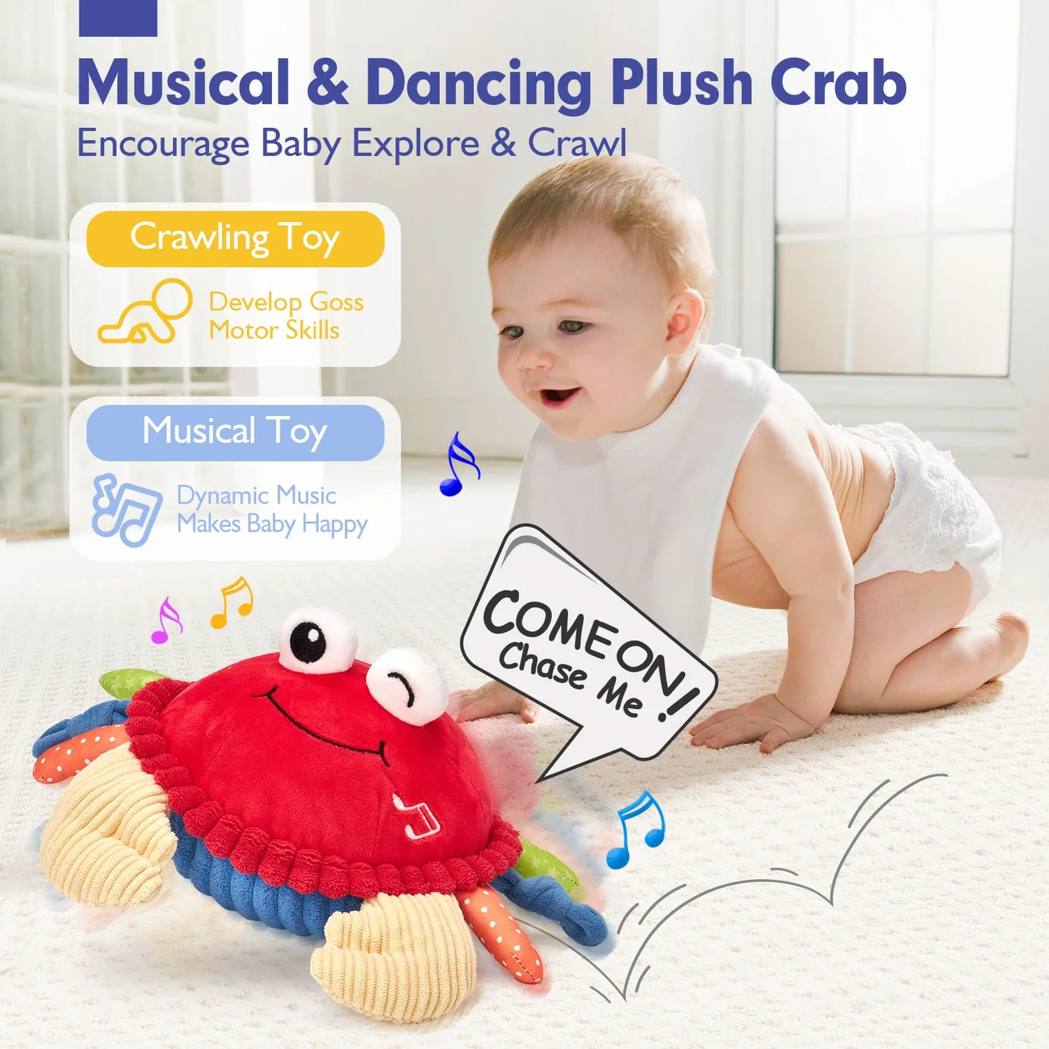 hahaland Tanzende Krabbe Krabbelspielzeug Plüsch Musik
