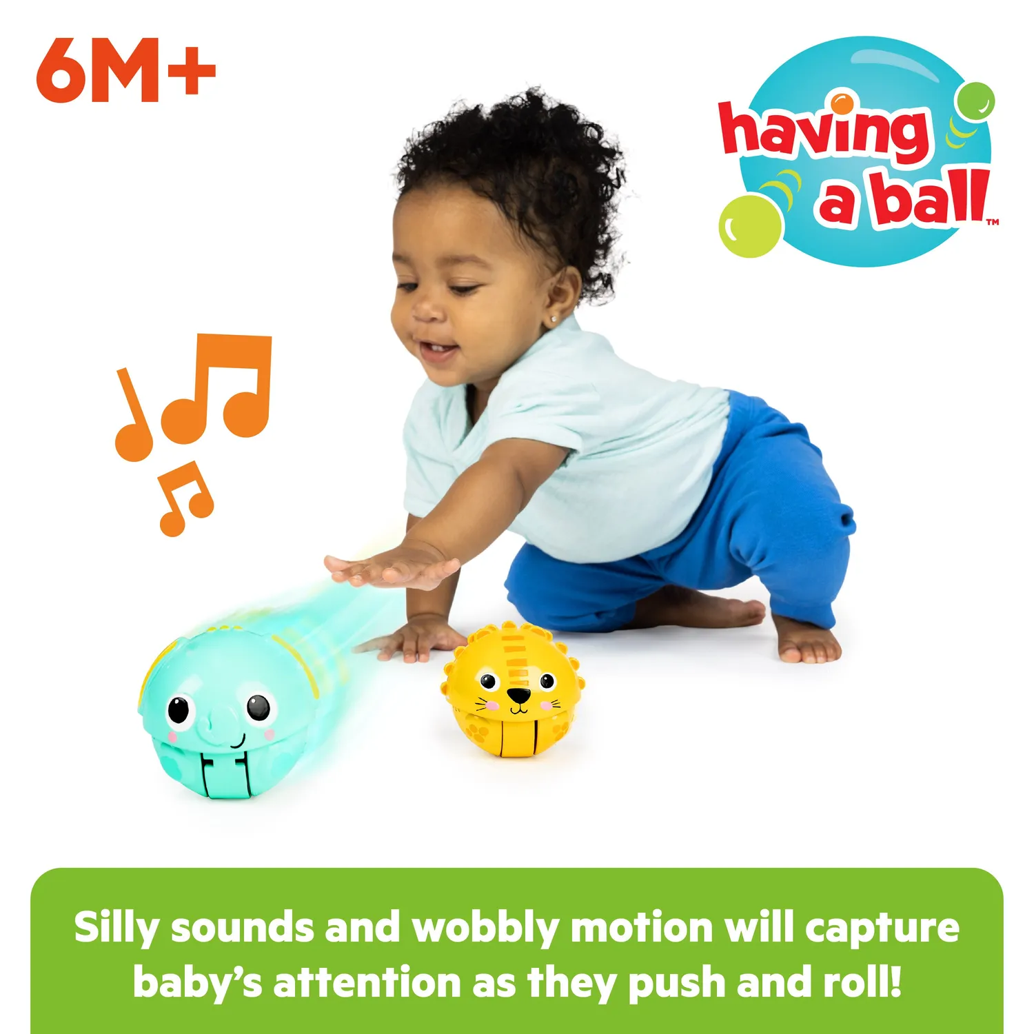 Bright Starts Giggables Roll & Chase Pals Ball 2er Pack mit Sound