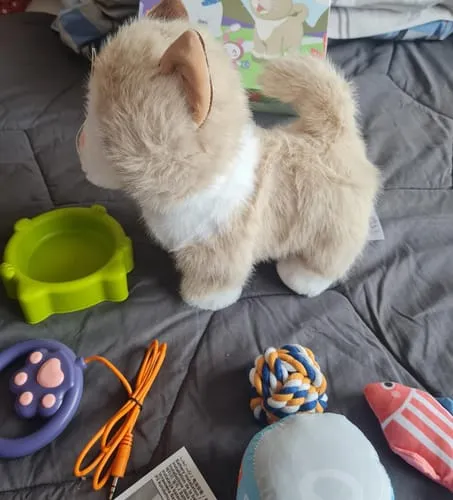 TUMAMA Interaktive Katze Plüsch Spielzeugkatze mit Futter-Set