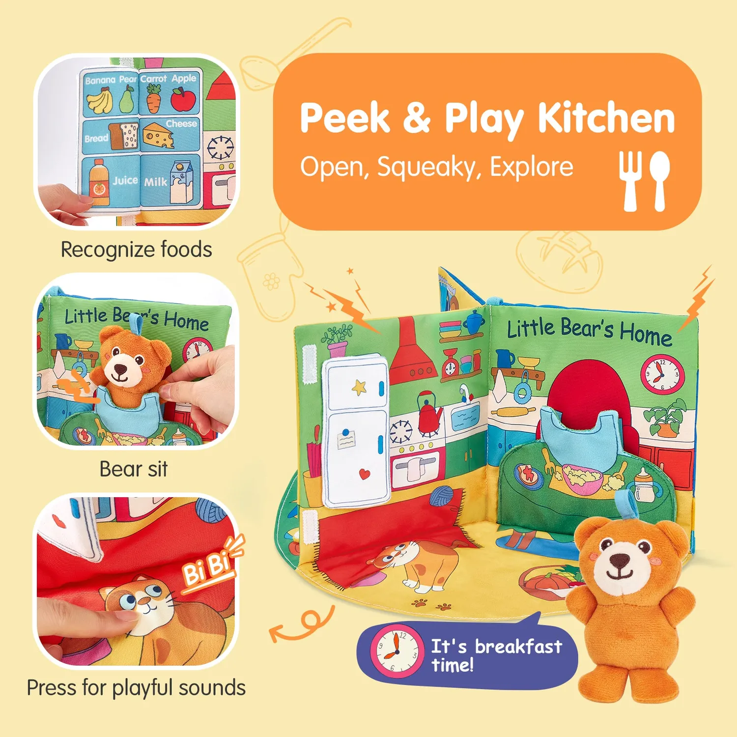 hahaland Touch and Feel Activity-Buch 3-in-1 Babybuch