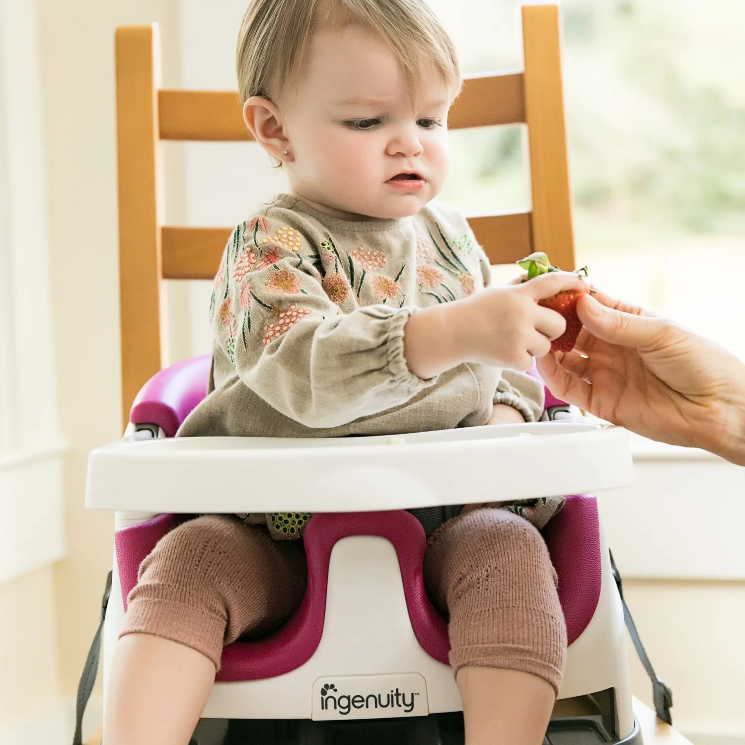 Ingenuity Baby Base 2-in-1 Boostersitz Pink Flambe mit Tablett