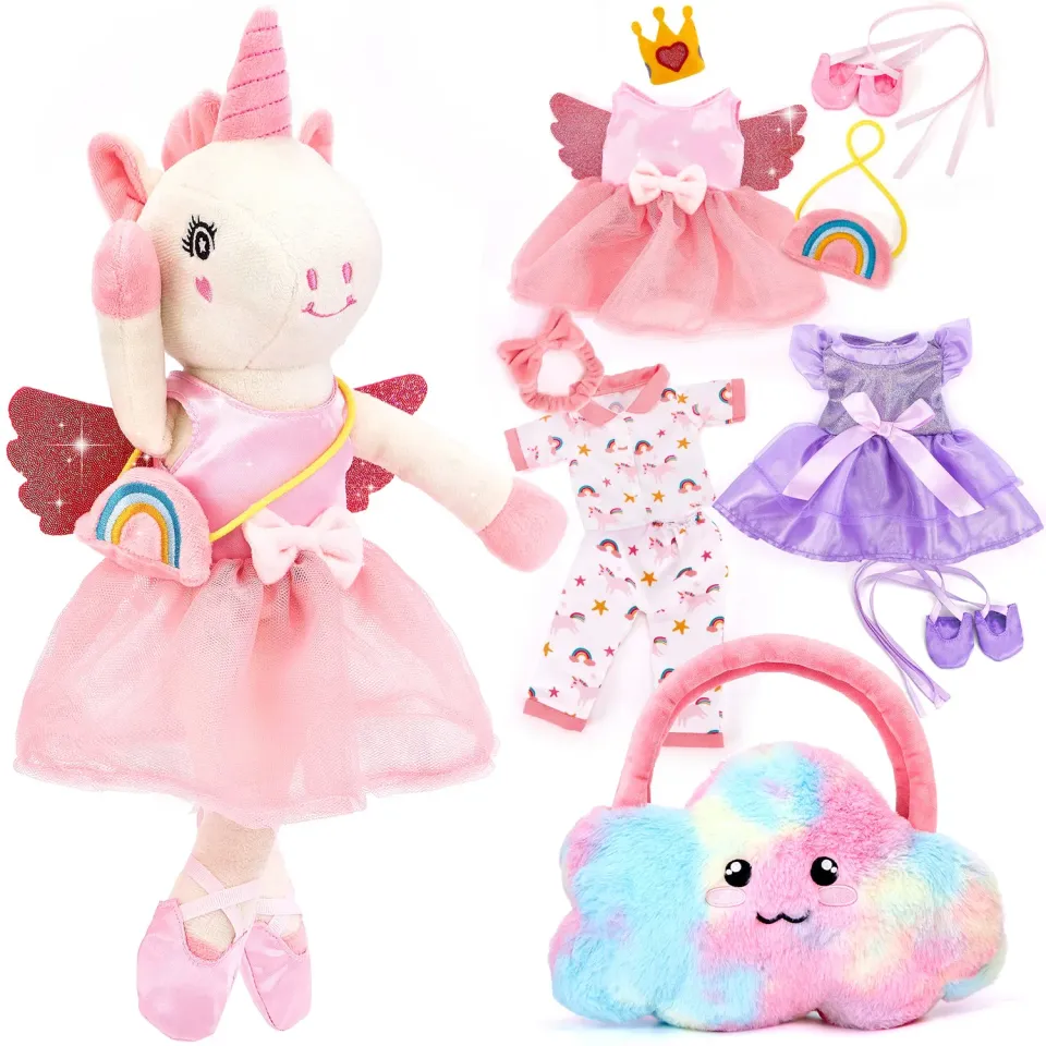 hahaland Ballerina Einhorn Anziehpuppe 40 cm 10-in-1