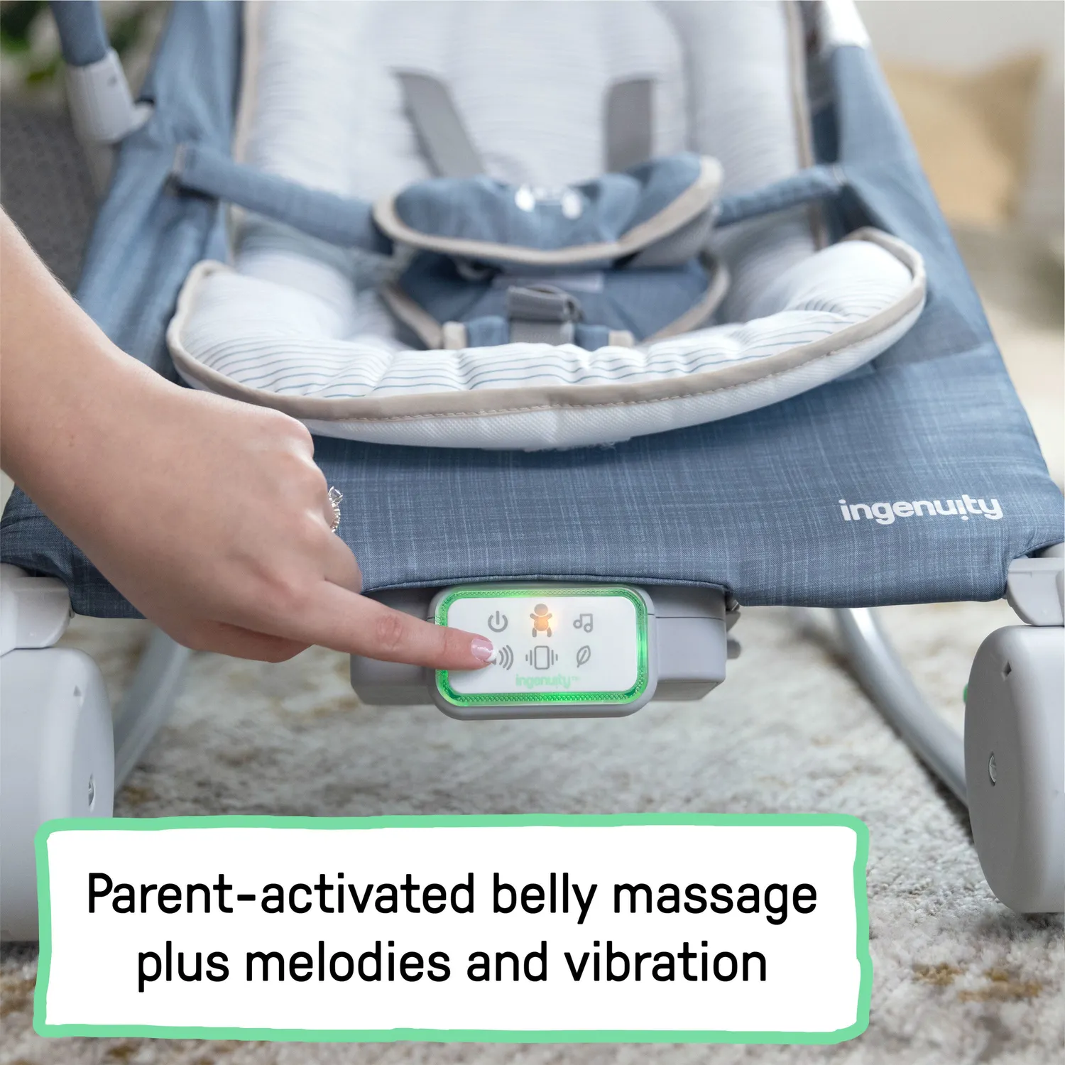Ingenuity Happy Belly Massage-Babywippe Chambray