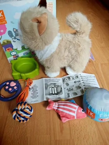 TUMAMA Interaktive Katze Plüsch Spielzeugkatze mit Futter-Set