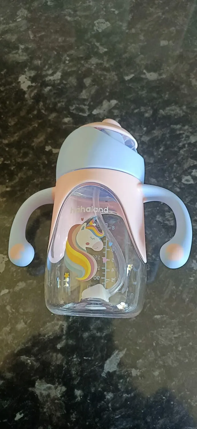 hahaland Trinkbecher Einhorn Pink mit Strohhalm