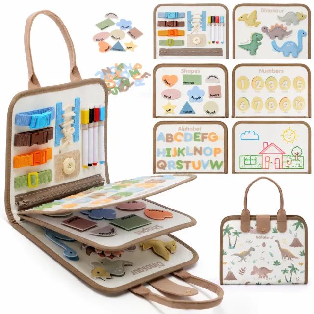 hahaland Dino 6-in-1 Busy Board Montessori Spielzeug