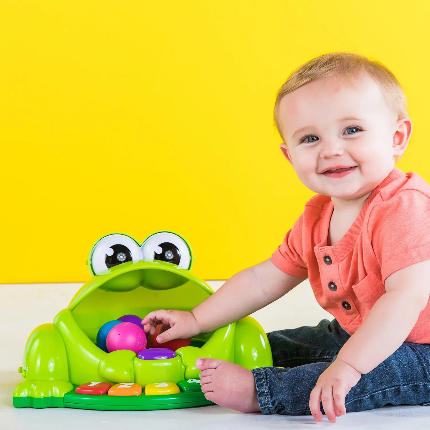 Bright Starts Pop & Giggle Pond Frog Ball Popper Frosch 6 Bälle