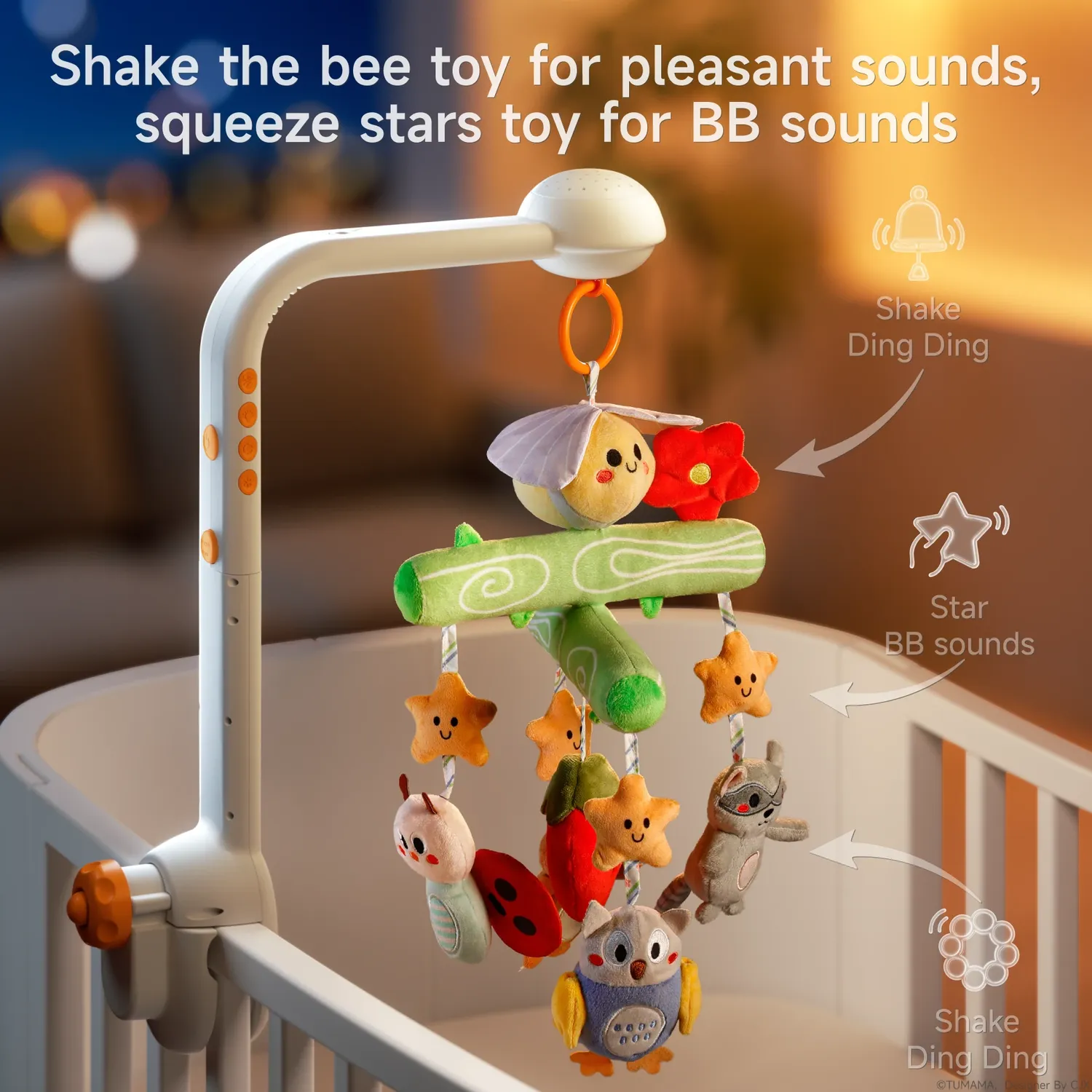 TUMAMA TM186 Baby-Mobile mit Licht und Musik Projektion