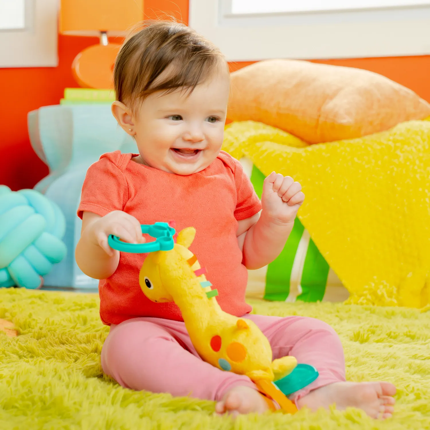 Bright Starts Safari Soother Rassel mit Beißring Giraffe
