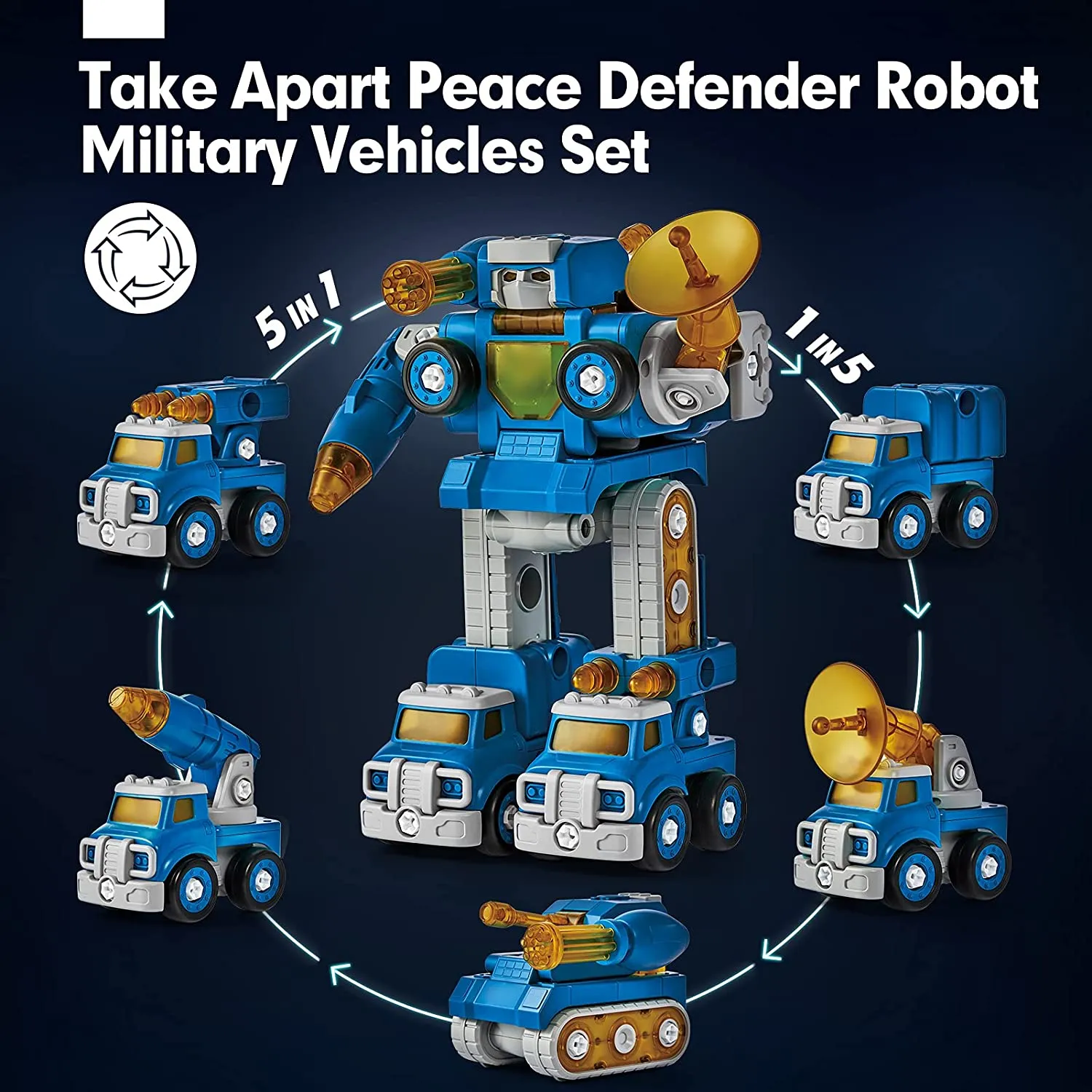 hahaland 5 in 1 Roboter Spielzeug blau zerlegbar