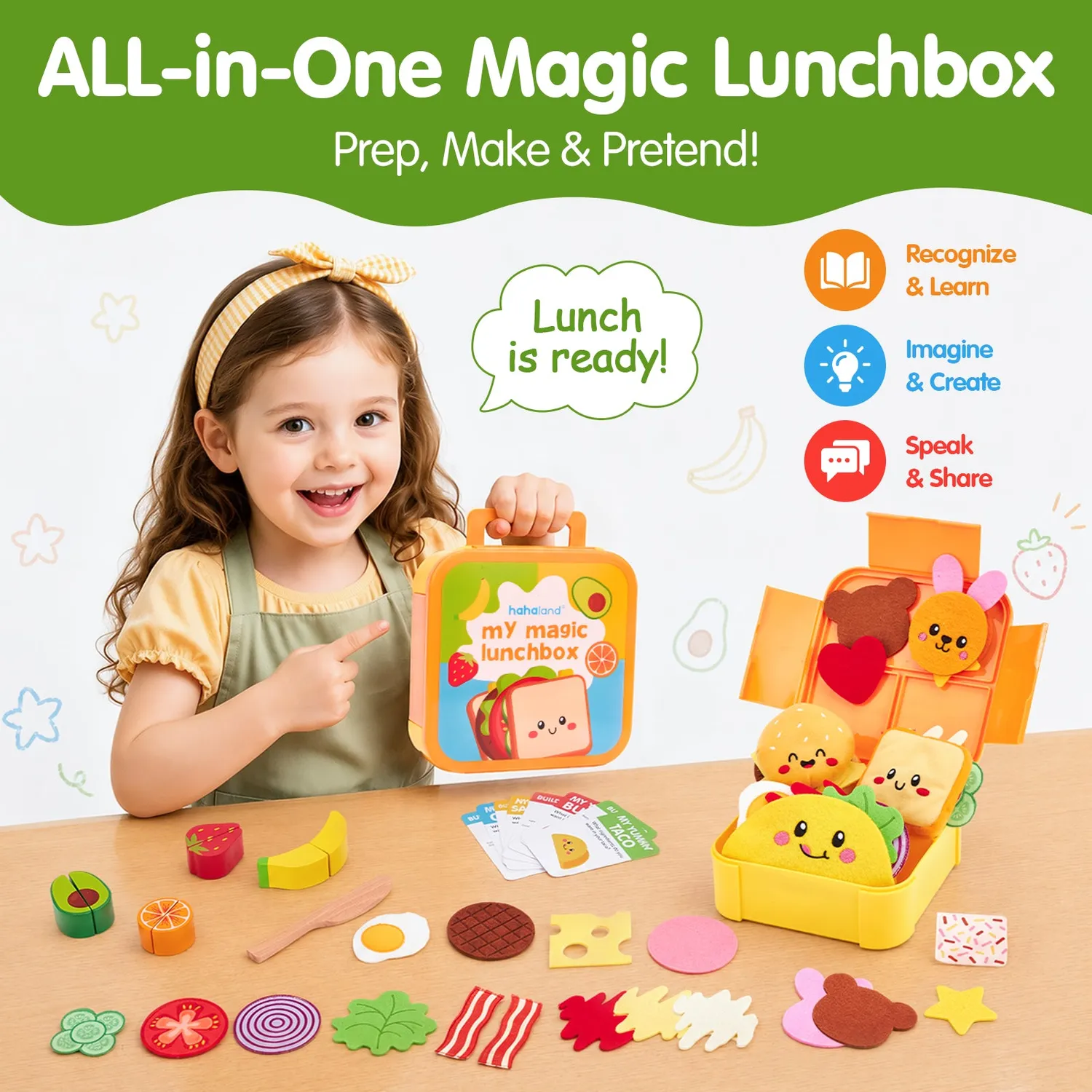 hahaland Tiny Chef Lunchbox Holzspielzeug schneidbar