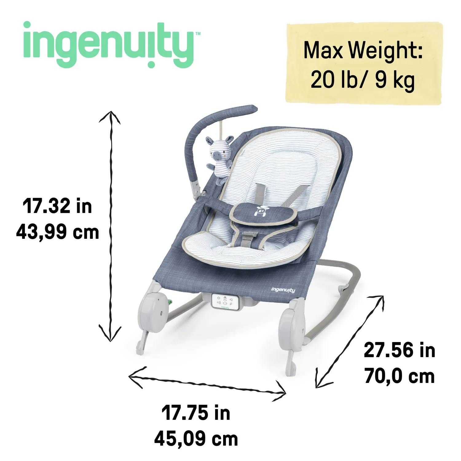 Ingenuity Happy Belly Massage-Babywippe Chambray