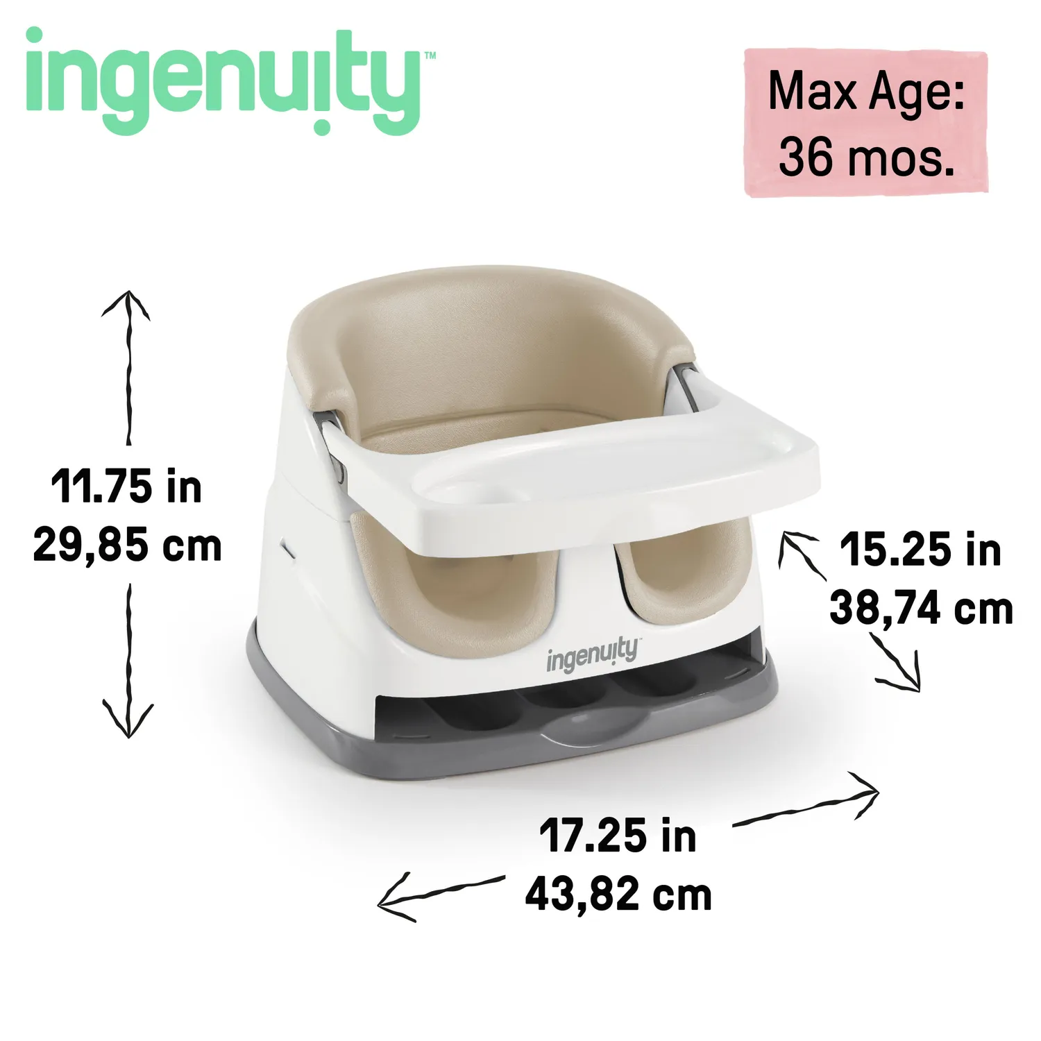 Ingenuity Baby Base Boostersitz 2-in-1 Cashmere mit Tablett