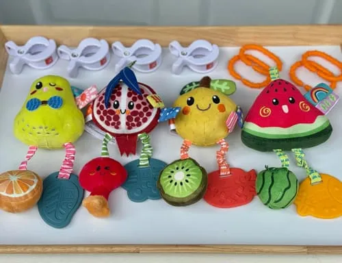 TUMAMA Frucht Rassel Anhänger 4er-Set Plüsch Baby