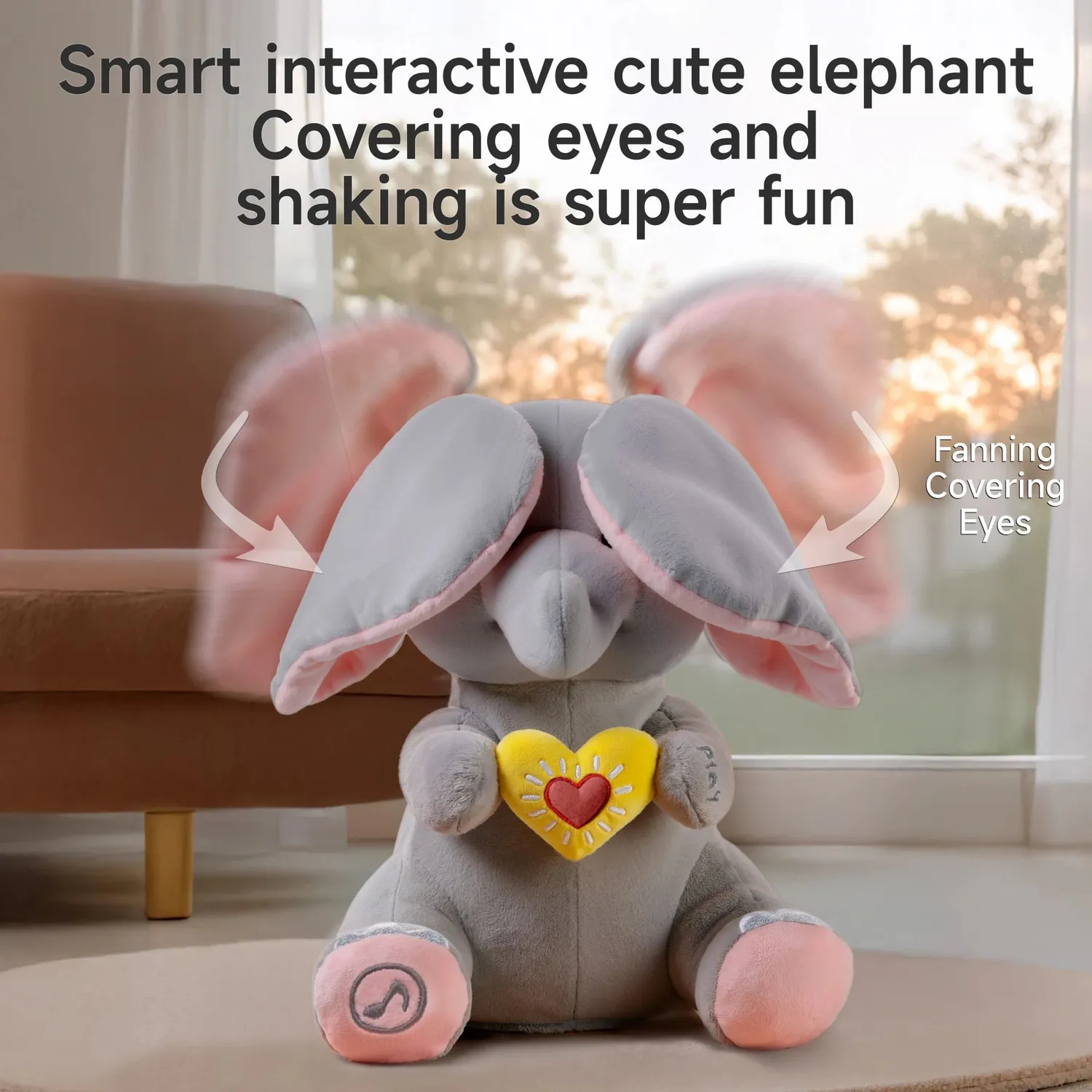 TUMAMA Plüsch-Elefant Interaktiv Peek-a-Boo Musik