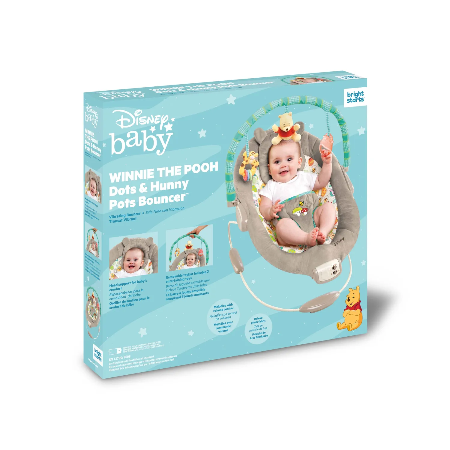 Bright Starts Winnie Pooh Dots Hunny Pots Babywippe Musik