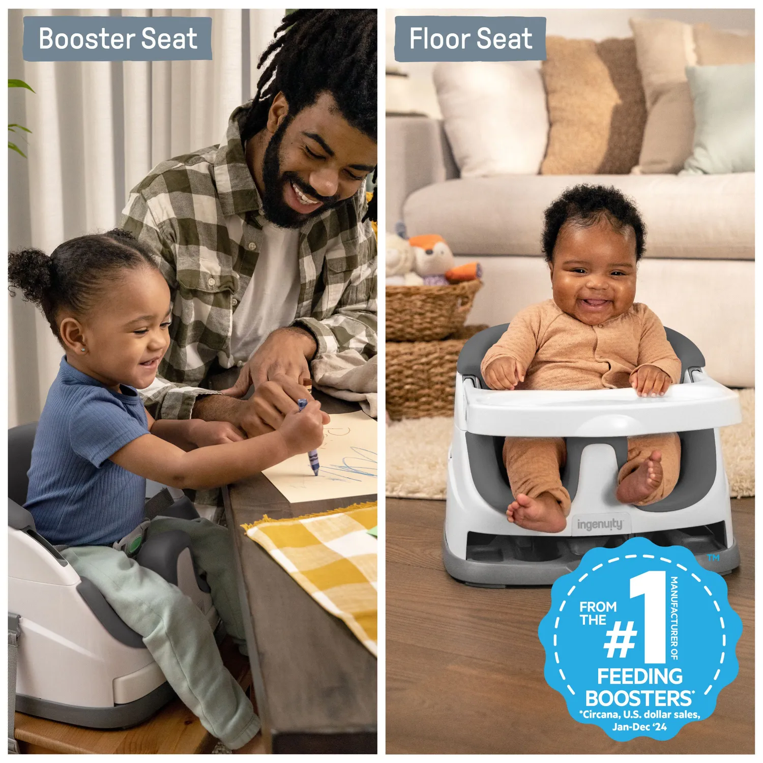 Ingenuity Baby Base 2-in-1 Boostersitz Schiefer mit Tablett
