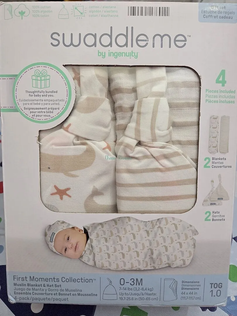 SwaddleMe First Moments Musseldecke & Mütze Set 4-tlg oeko-tex