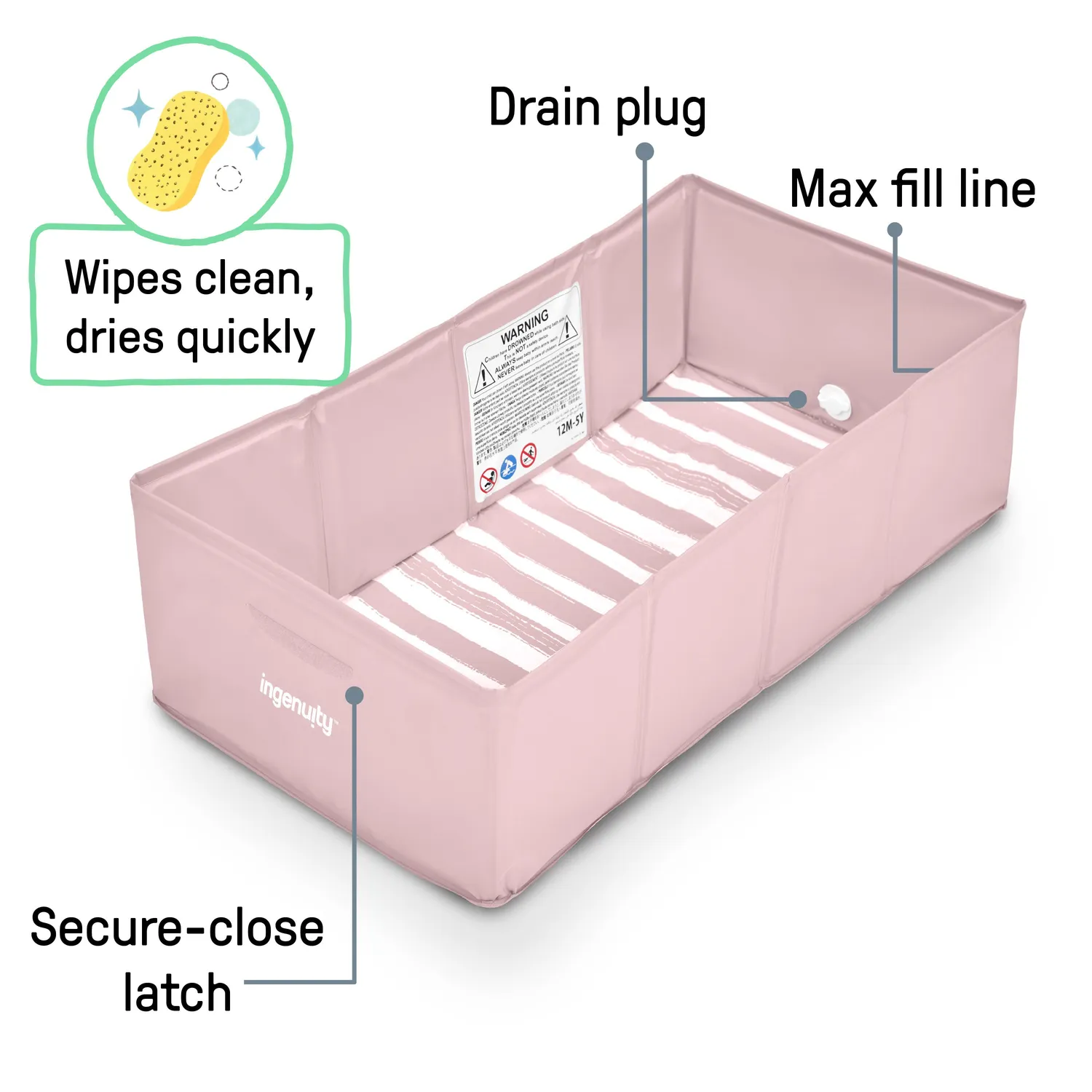 Ingenuity Tuckaway Kleinkind Badewanne Pink faltbar