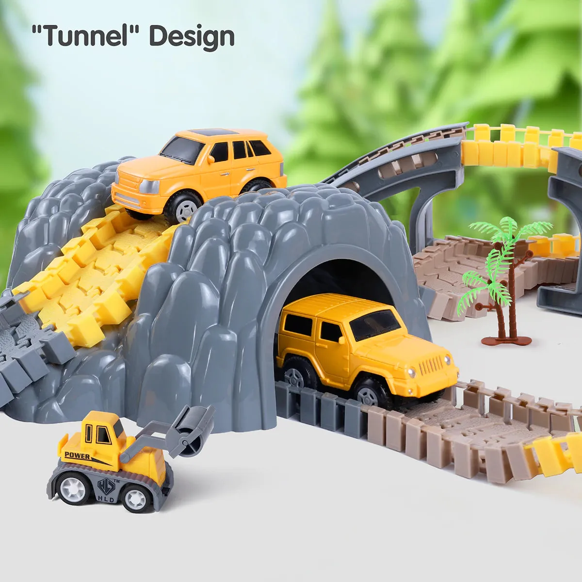 TUMAMA Construction Rennbahn Set Baufahrzeuge biegbar