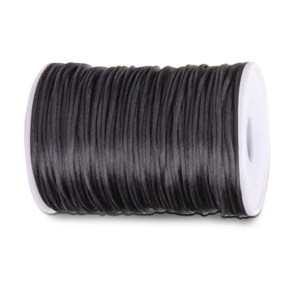 let's make Satinschnur Schwarz 100 m Schmuckband