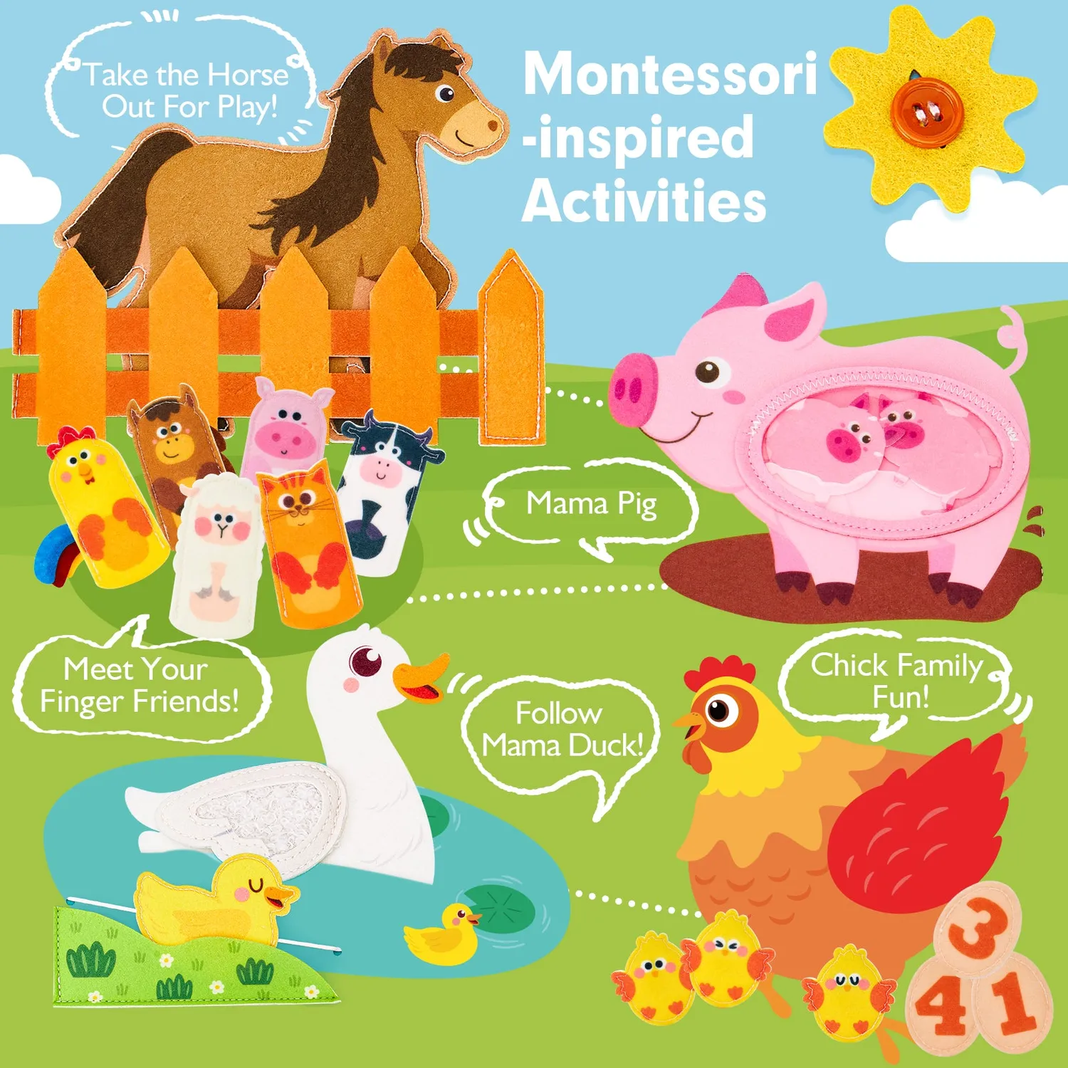 hahaland Farm Animals Quiet Book Busy Book 8 Seiten