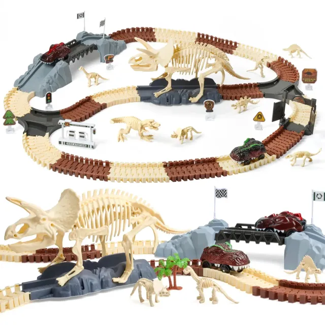 TUMAMA Dino Autorennbahn mit Auto batteriebetrieben