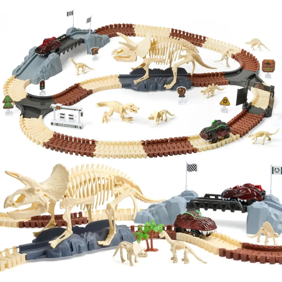 TUMAMA Dino Autorennbahn mit Auto batteriebetrieben