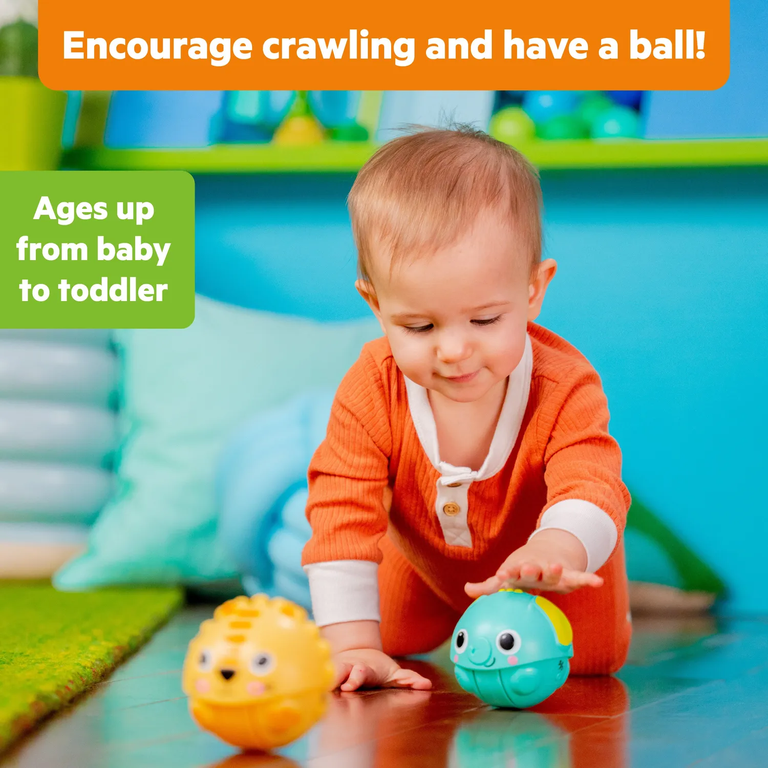 Bright Starts Giggables Roll & Chase Pals Ball 2er Pack mit Sound